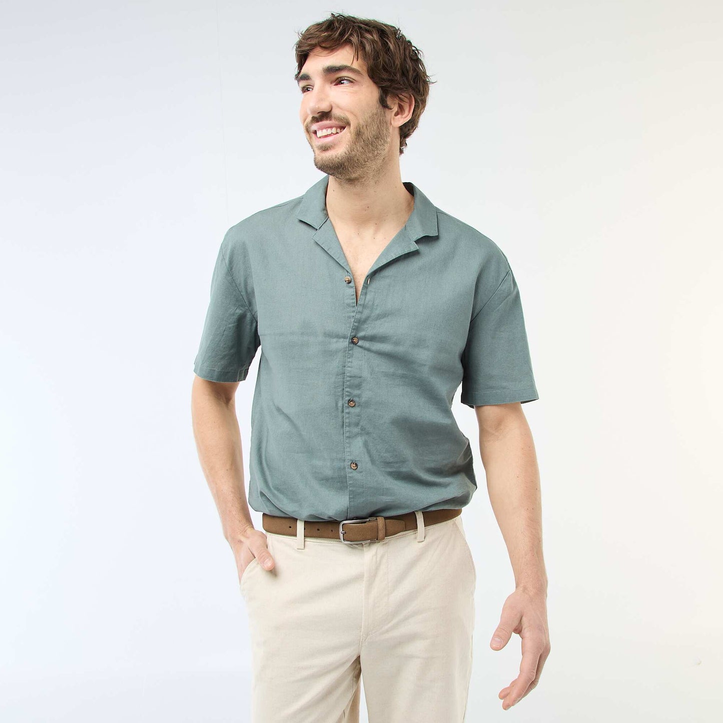 Chemise en lin mélangé KAKI
