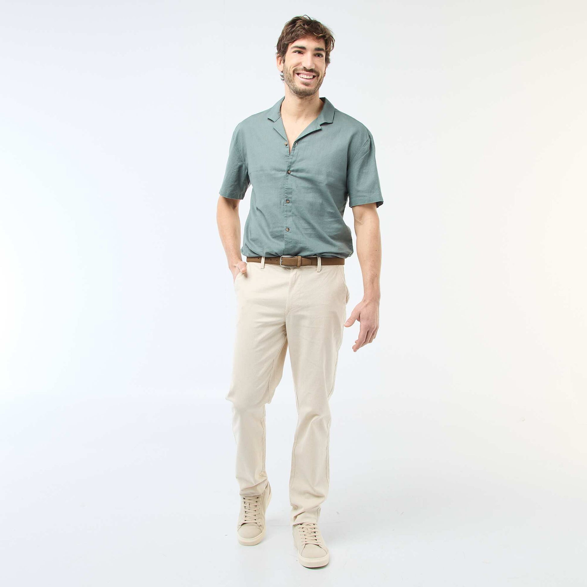 Chemise en lin mélangé KAKI