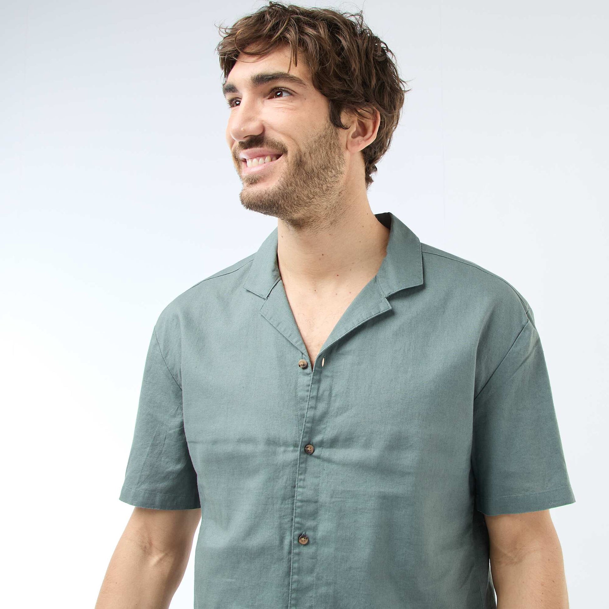 Chemise en lin mélangé KAKI