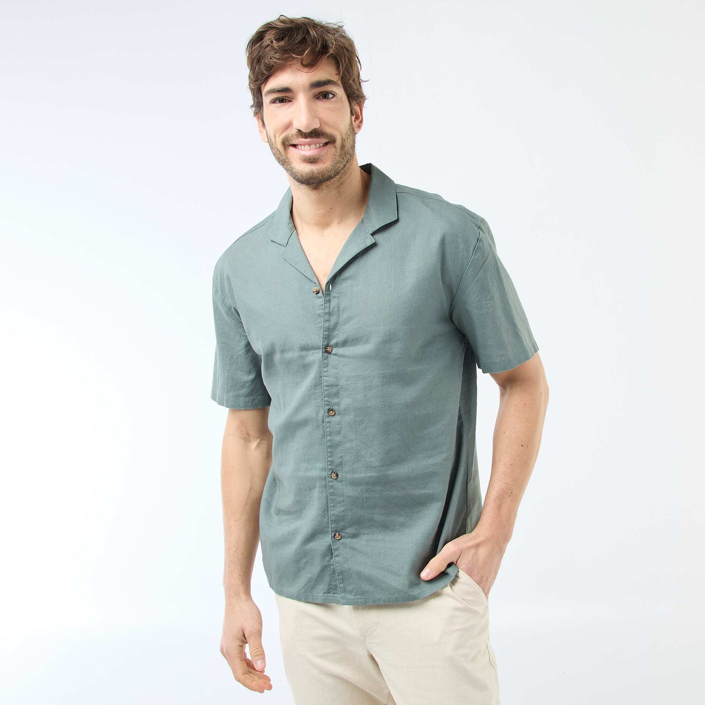 Chemise en lin mélangé KAKI