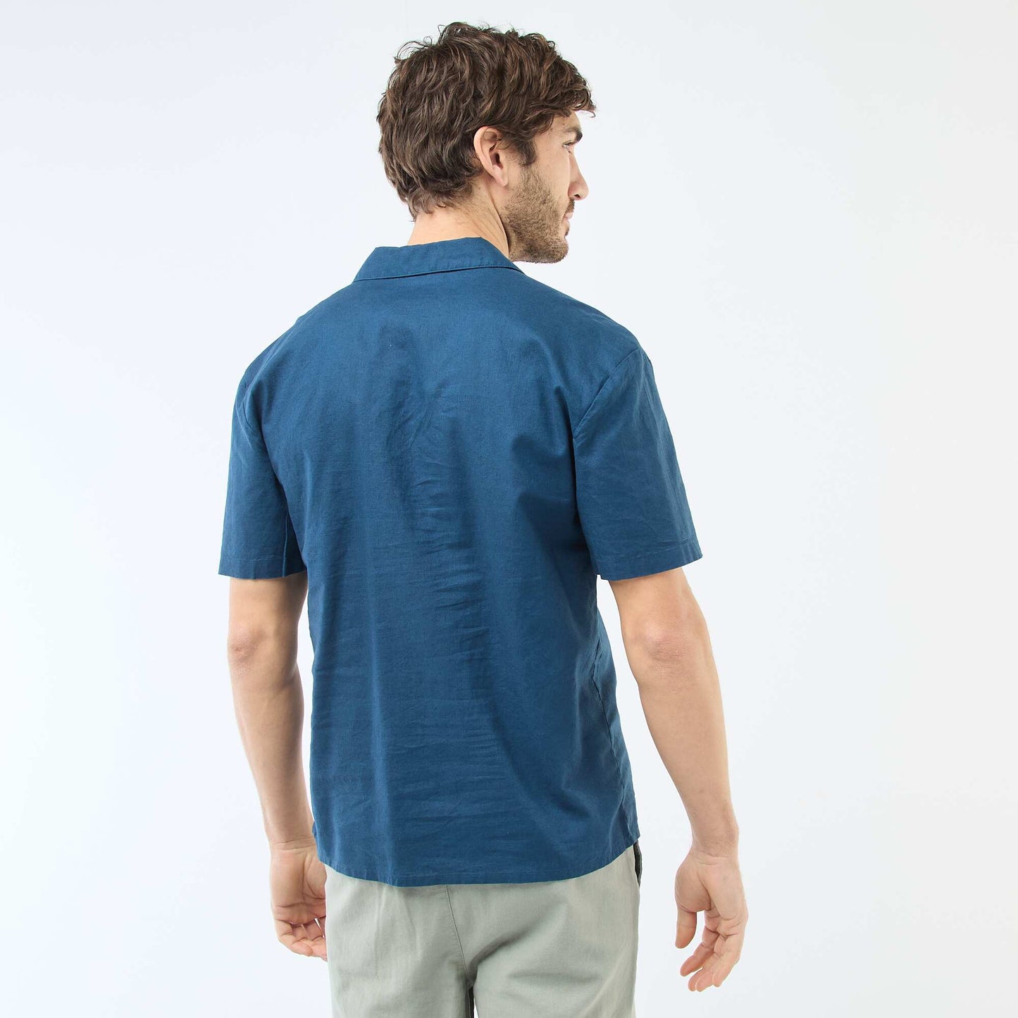 Chemise en lin mélangé BLEU