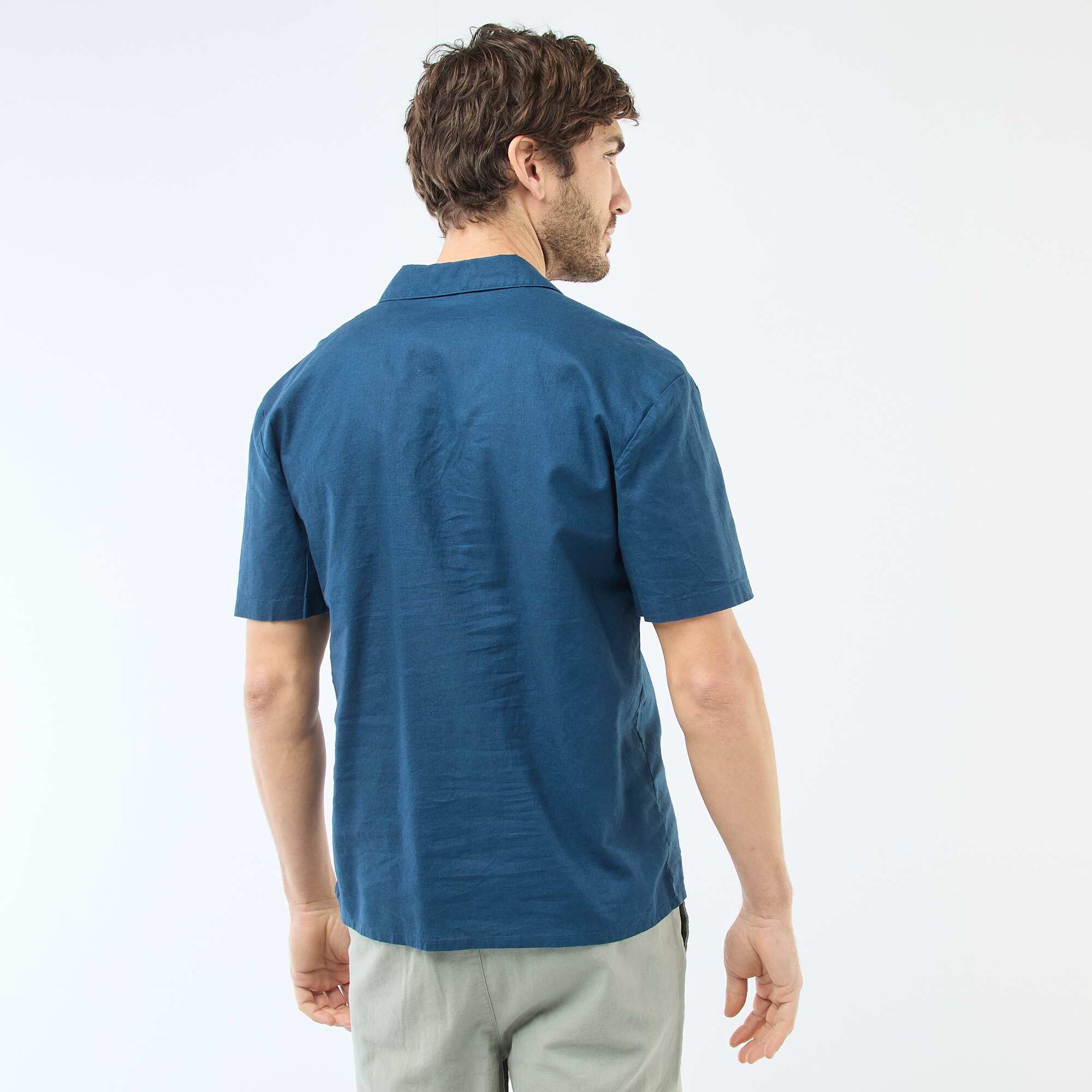 Chemise en lin mélangé BLEU