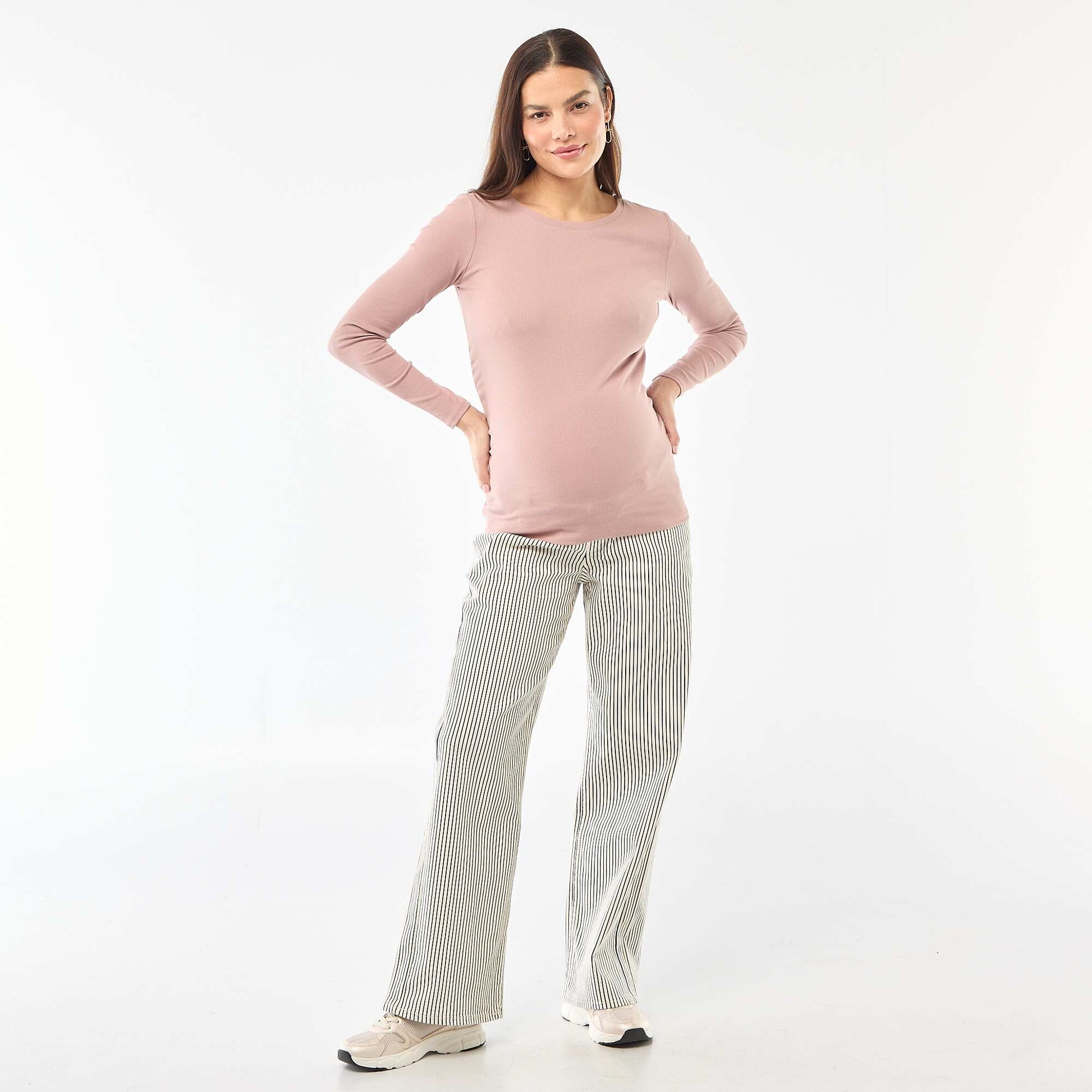 Pantalon de maternité wide leg BLANC RAYé
