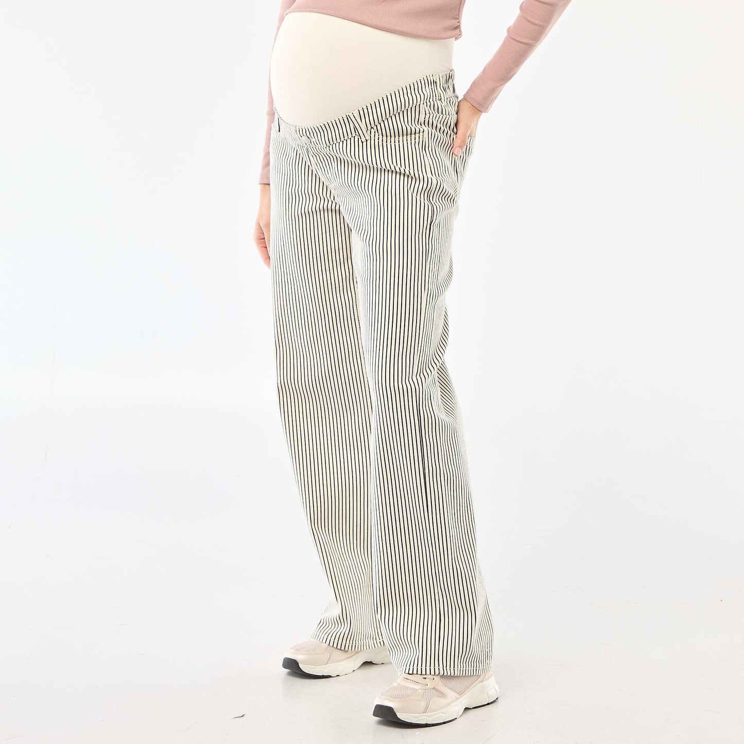 Pantalon de maternité wide leg BLANC RAYé