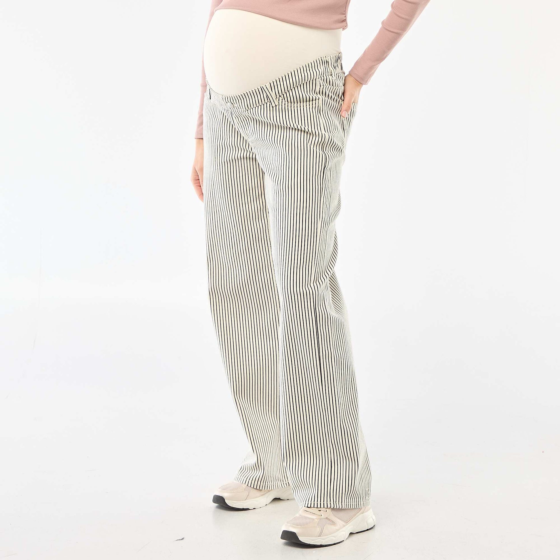 Pantalon de maternité wide leg BLANC RAYé