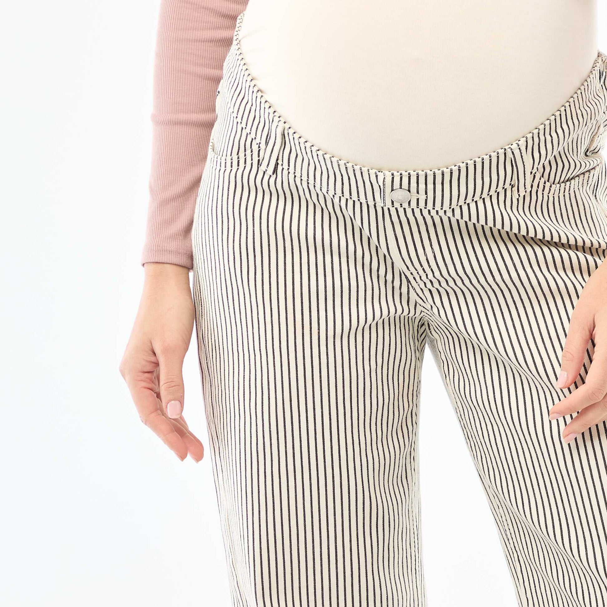 Pantalon de maternité wide leg BLANC RAYé