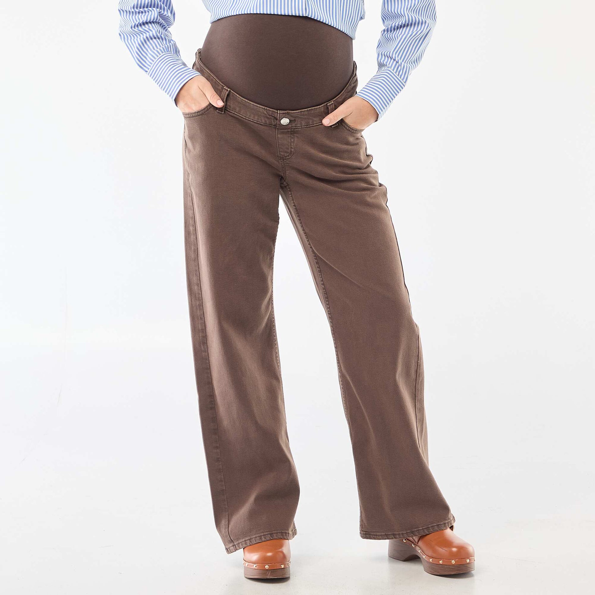 Pantalon de maternité wide leg MARRON