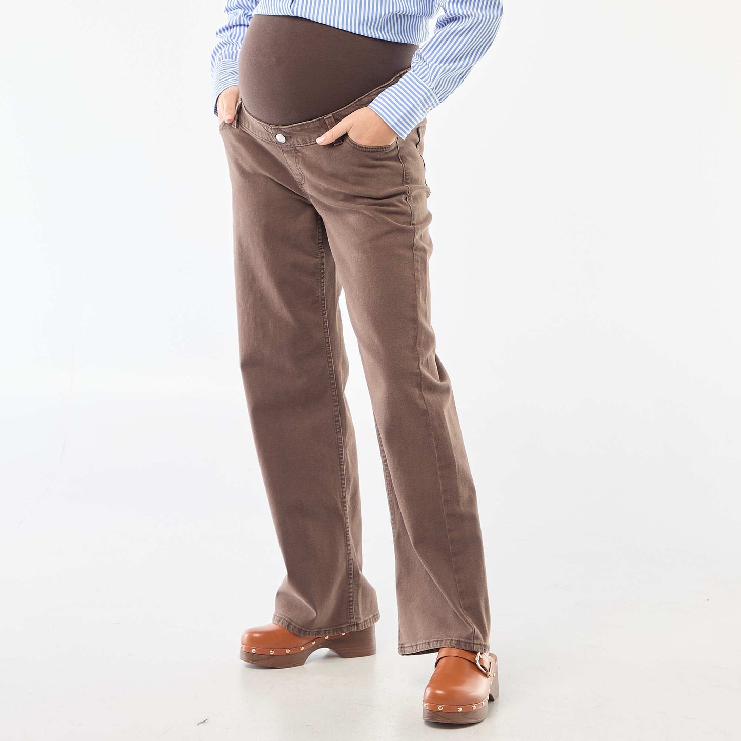 Pantalon de maternité wide leg MARRON