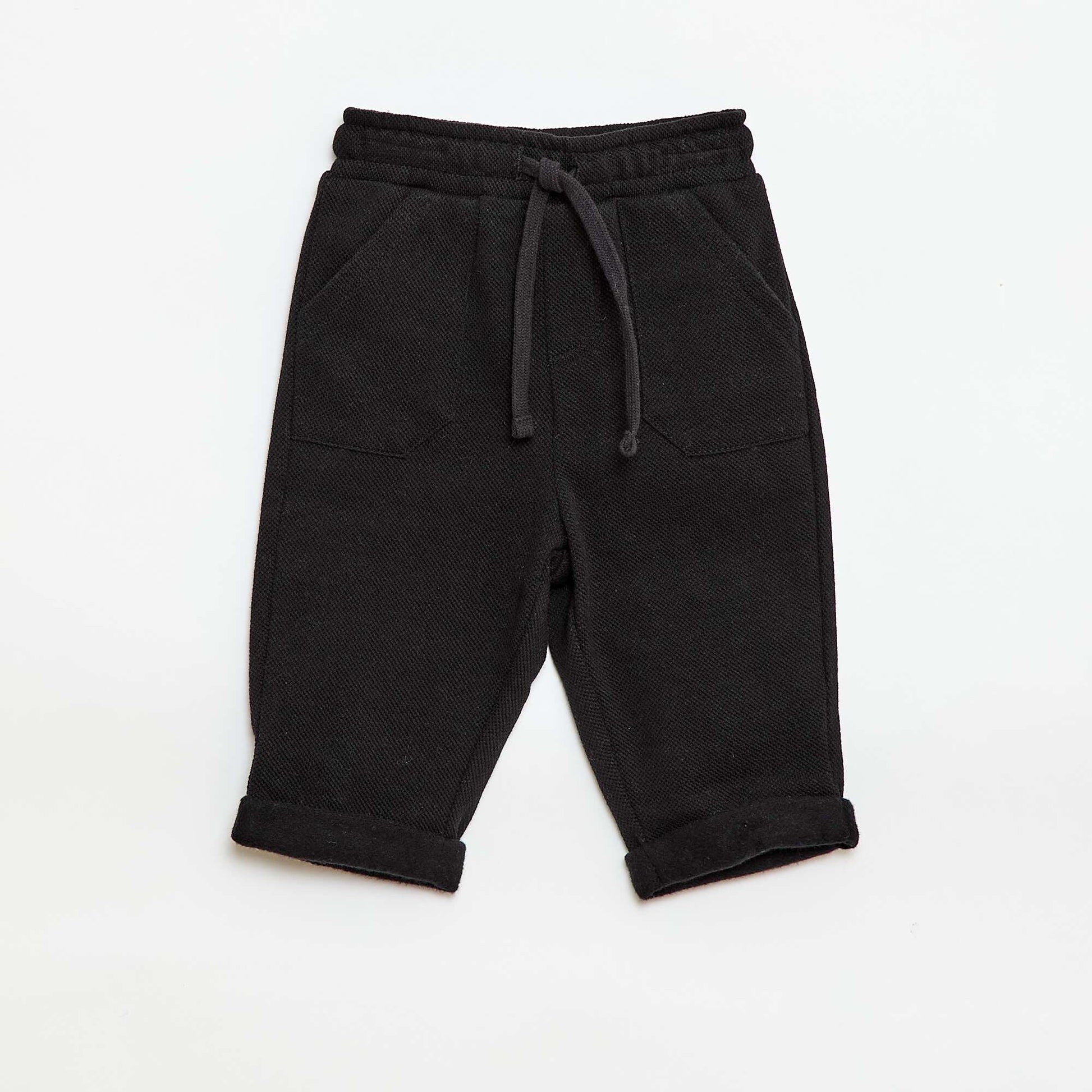 Pantalon relax en maille piquée NOIR
