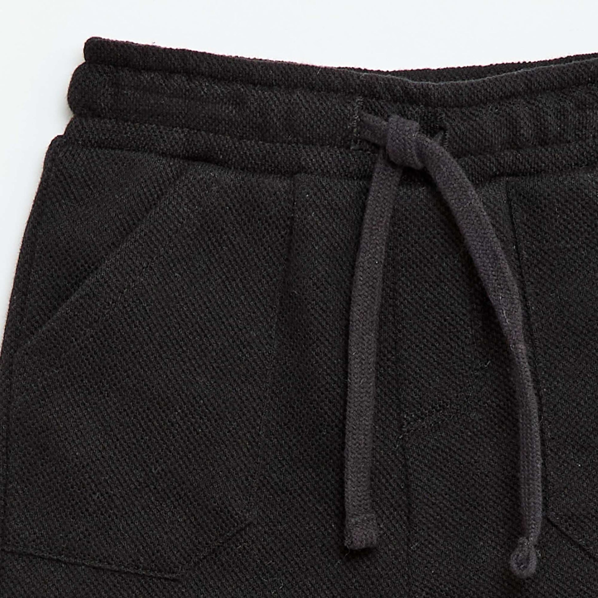 Pantalon relax en maille piquée NOIR