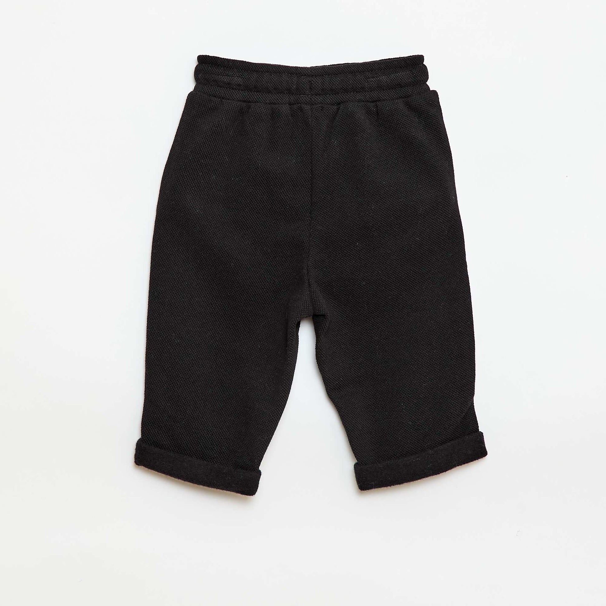 Pantalon relax en maille piquée NOIR