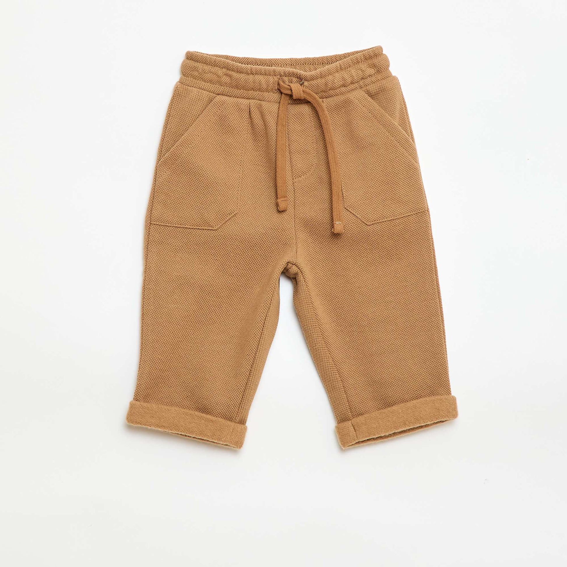 Pantalon relax en maille piquée BEIGE