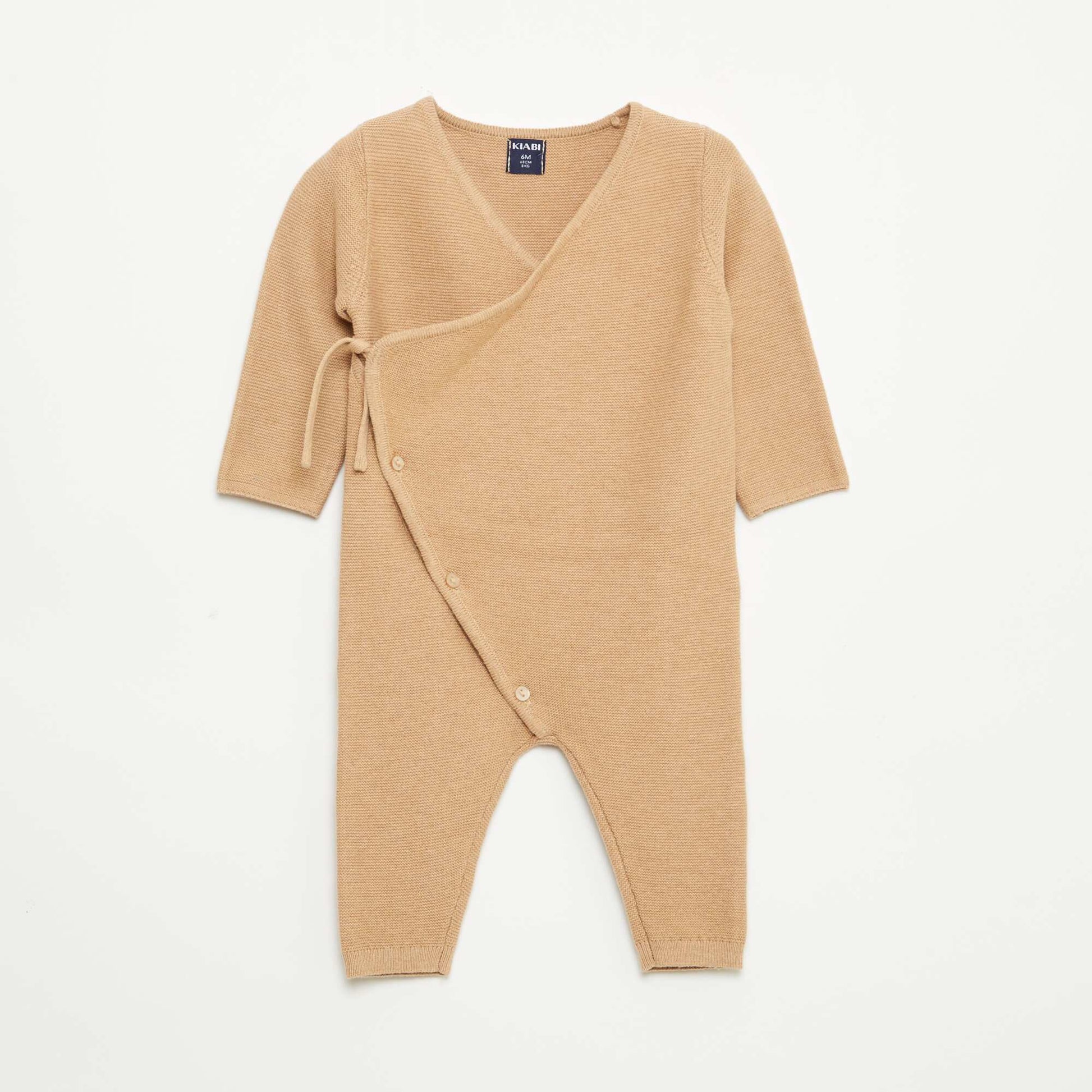 Combinaison en tricot avec ouverture cache-cœur BEIGE