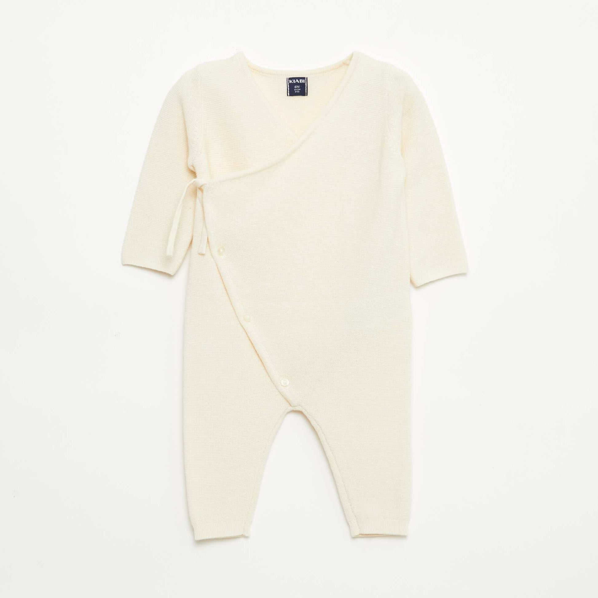 Combinaison en tricot avec ouverture cache-cœur BLANC