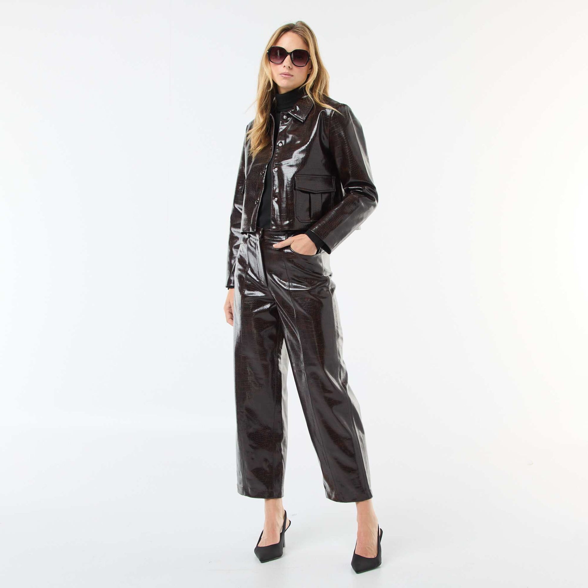 Veste en simili imitation 'peau de serpent' MARRON