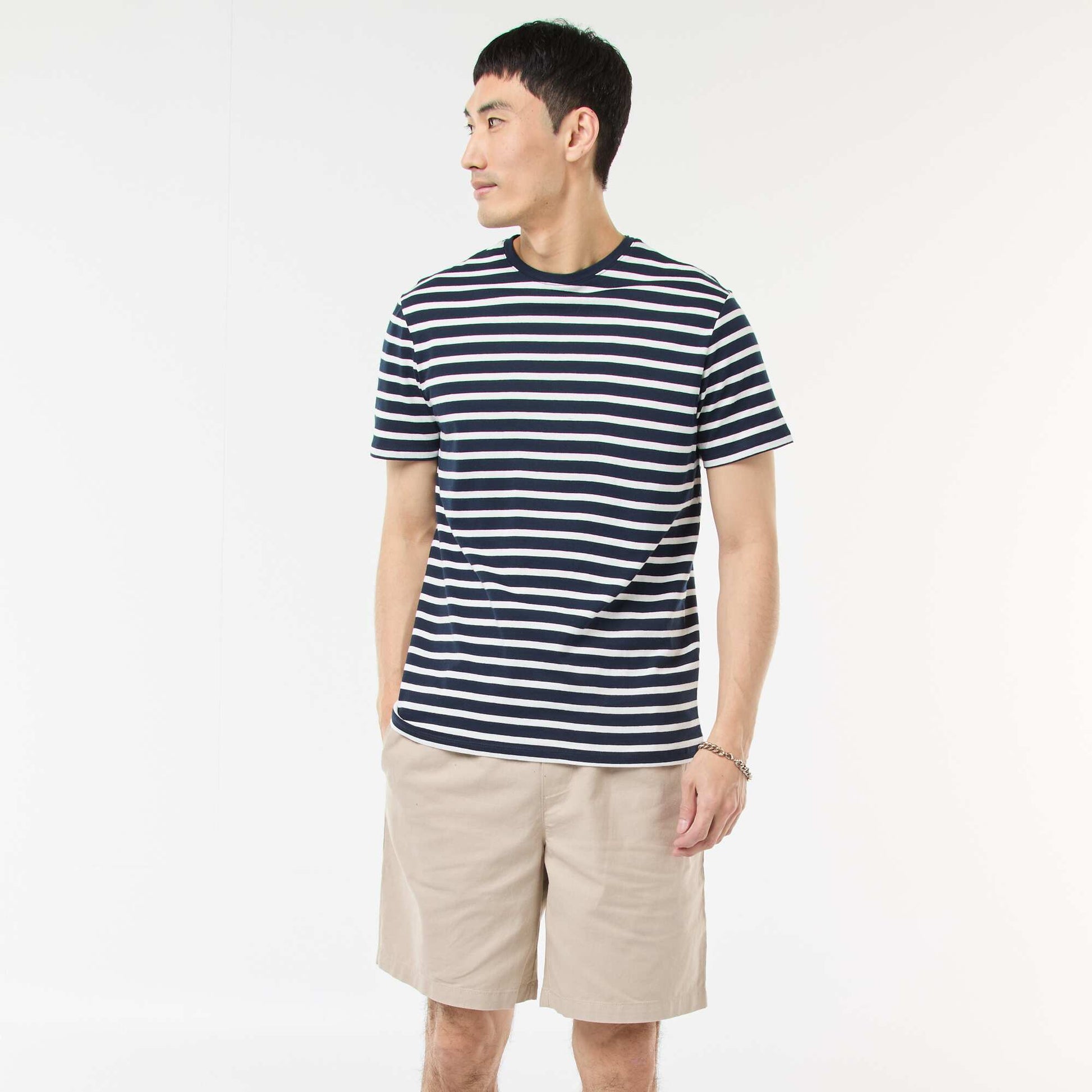 Bermuda uni en coton et lin BEIGE