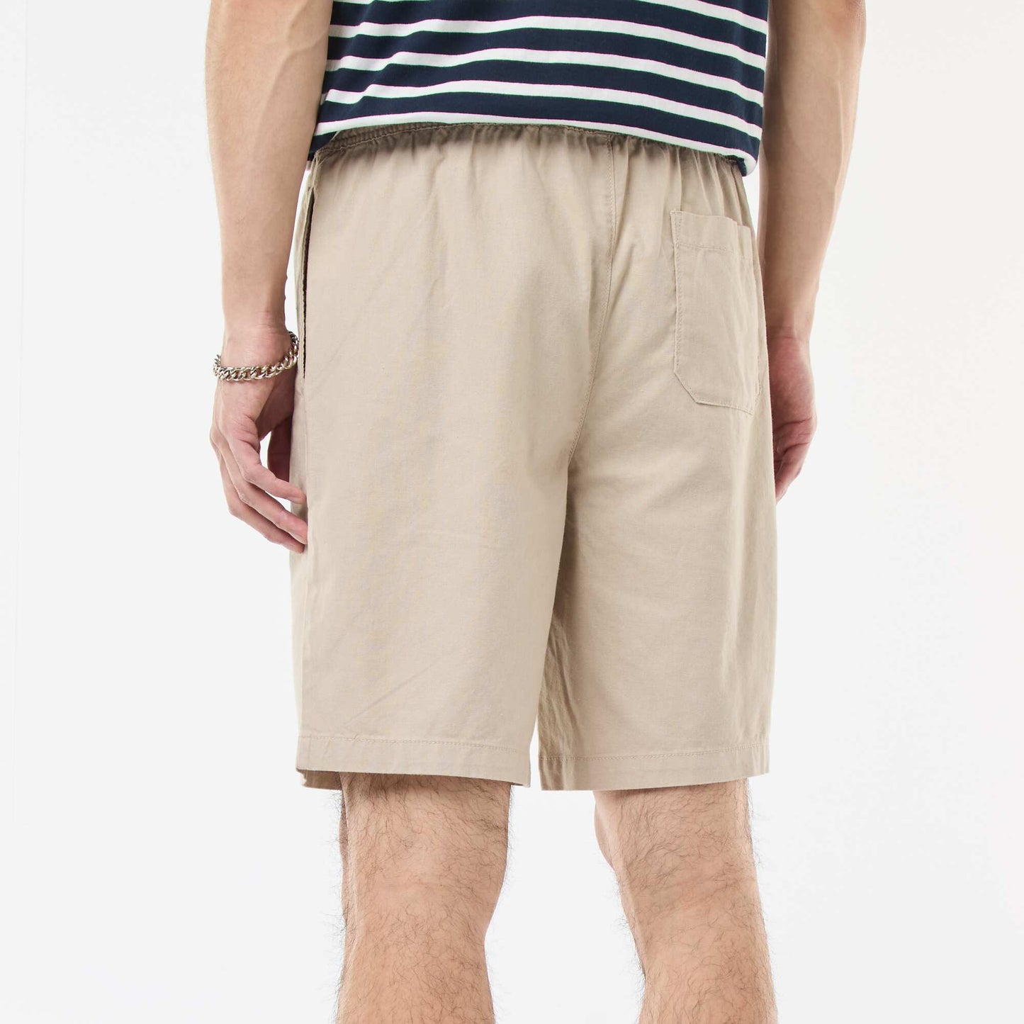 Bermuda uni en coton et lin BEIGE