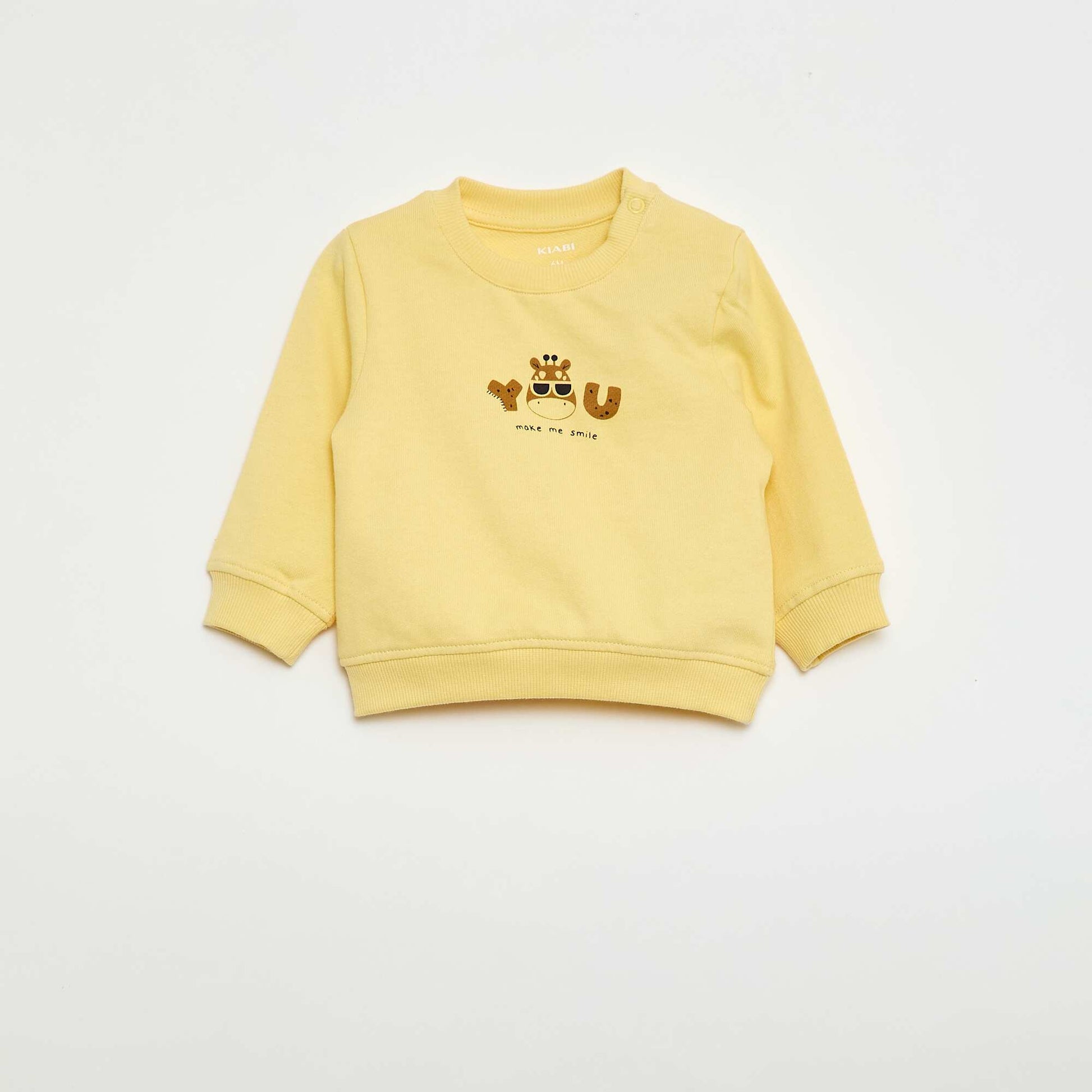 Sweat en molleton léger imprimé JAUNE
