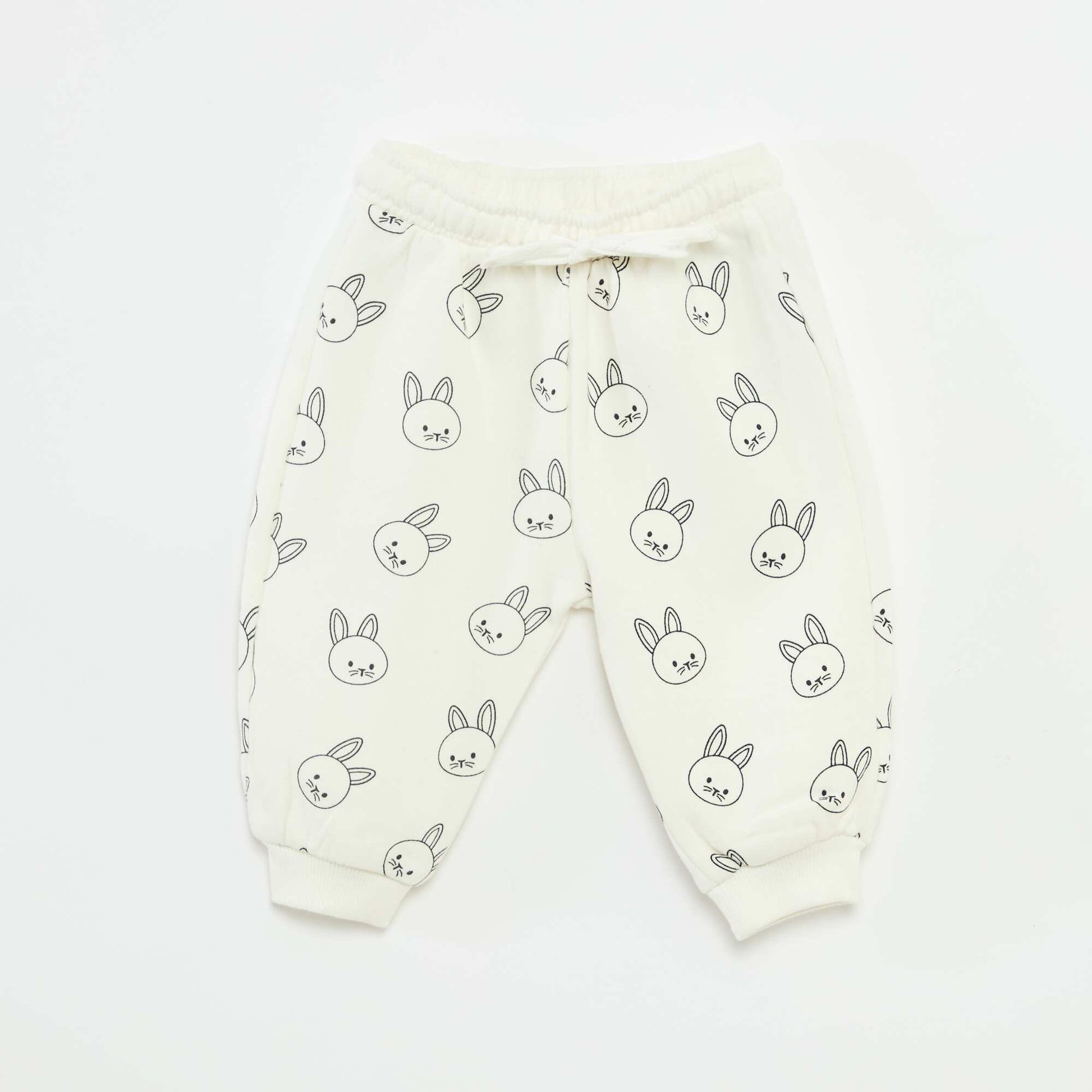 Jogging en molleton avec poche kangourou avec oreilles fantaisies BLANC