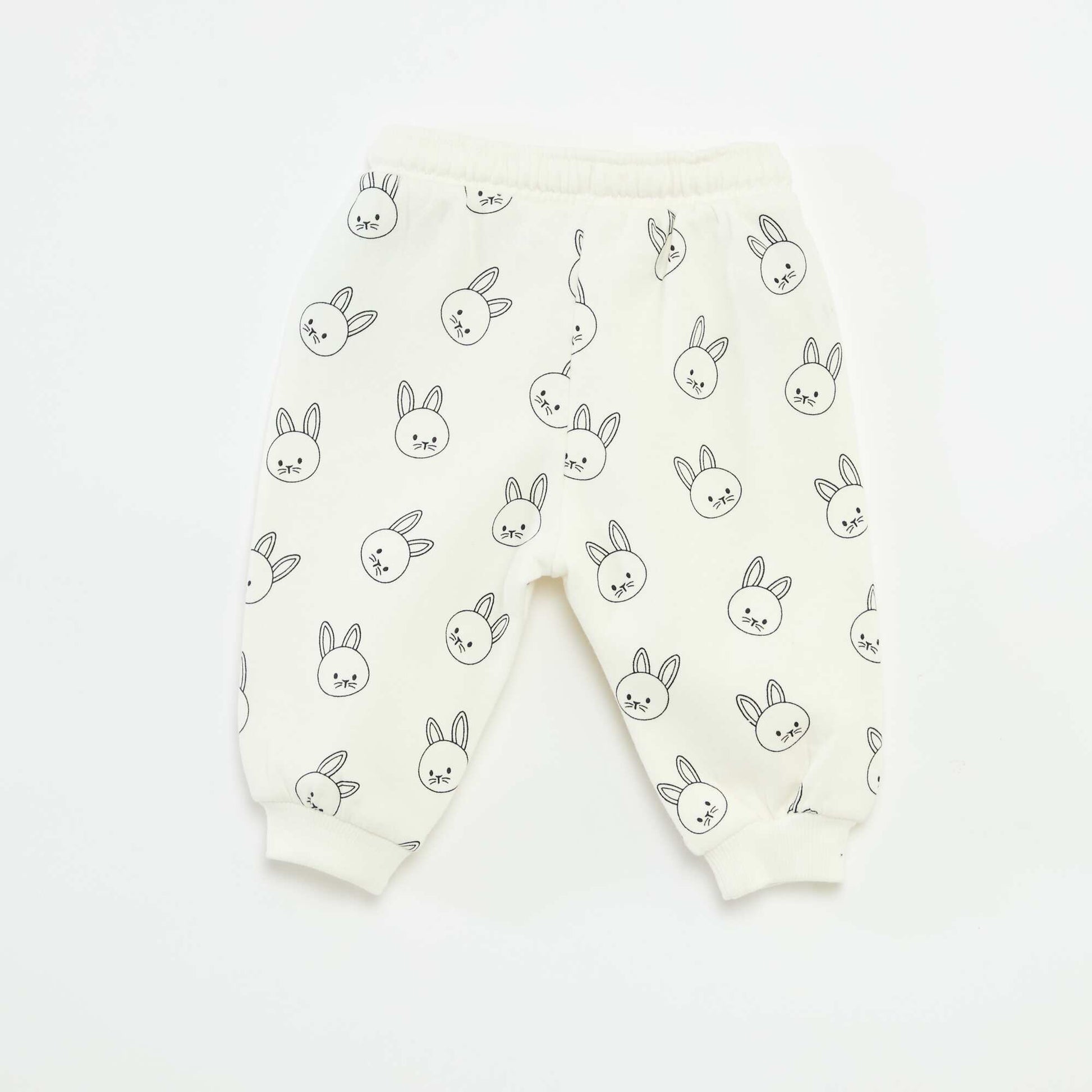 Jogging en molleton avec poche kangourou avec oreilles fantaisies BLANC