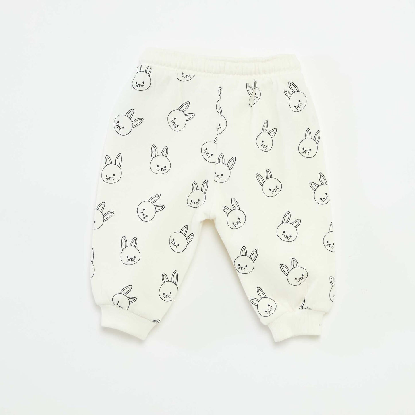 Jogging en molleton avec poche kangourou avec oreilles fantaisies BLANC