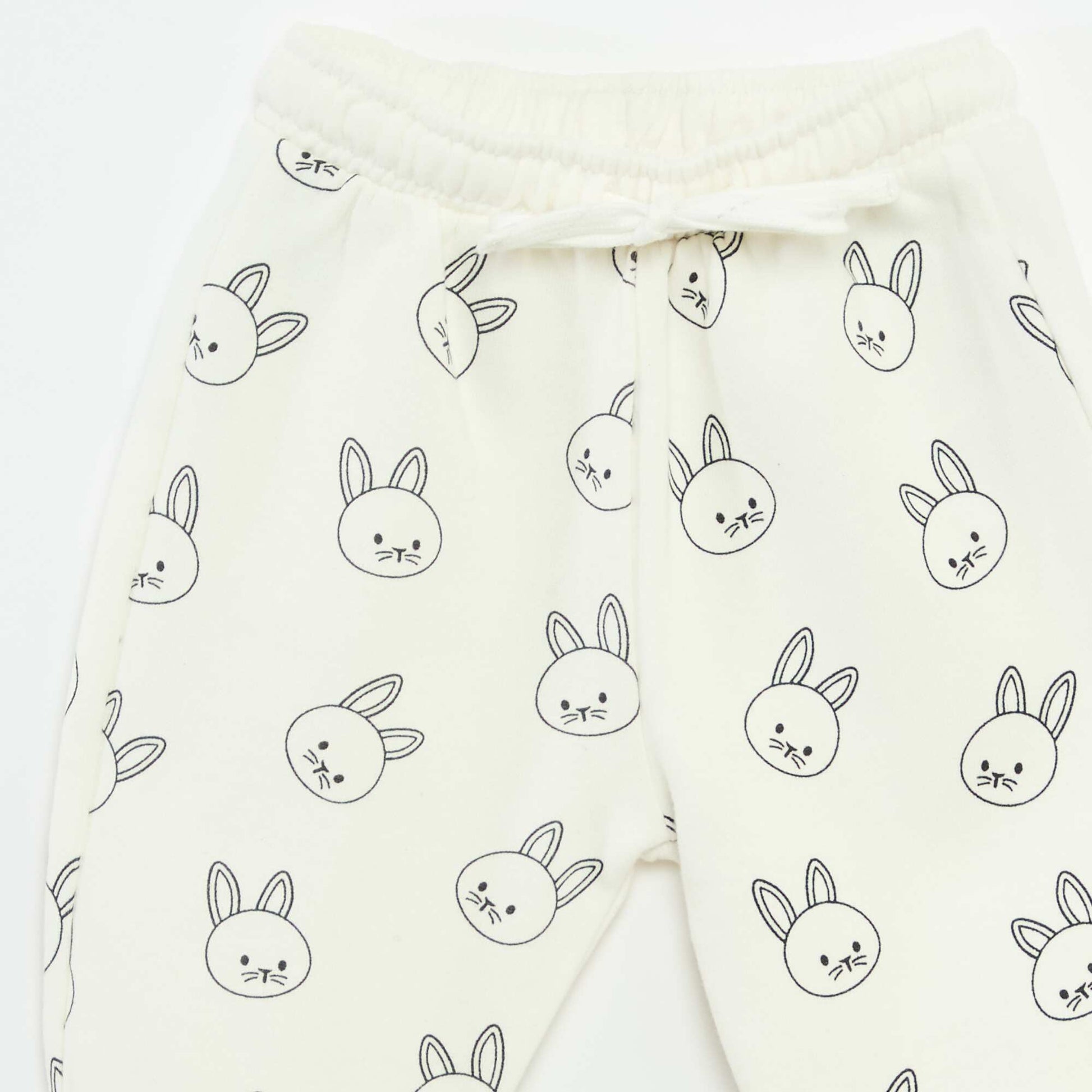 Jogging en molleton avec poche kangourou avec oreilles fantaisies BLANC