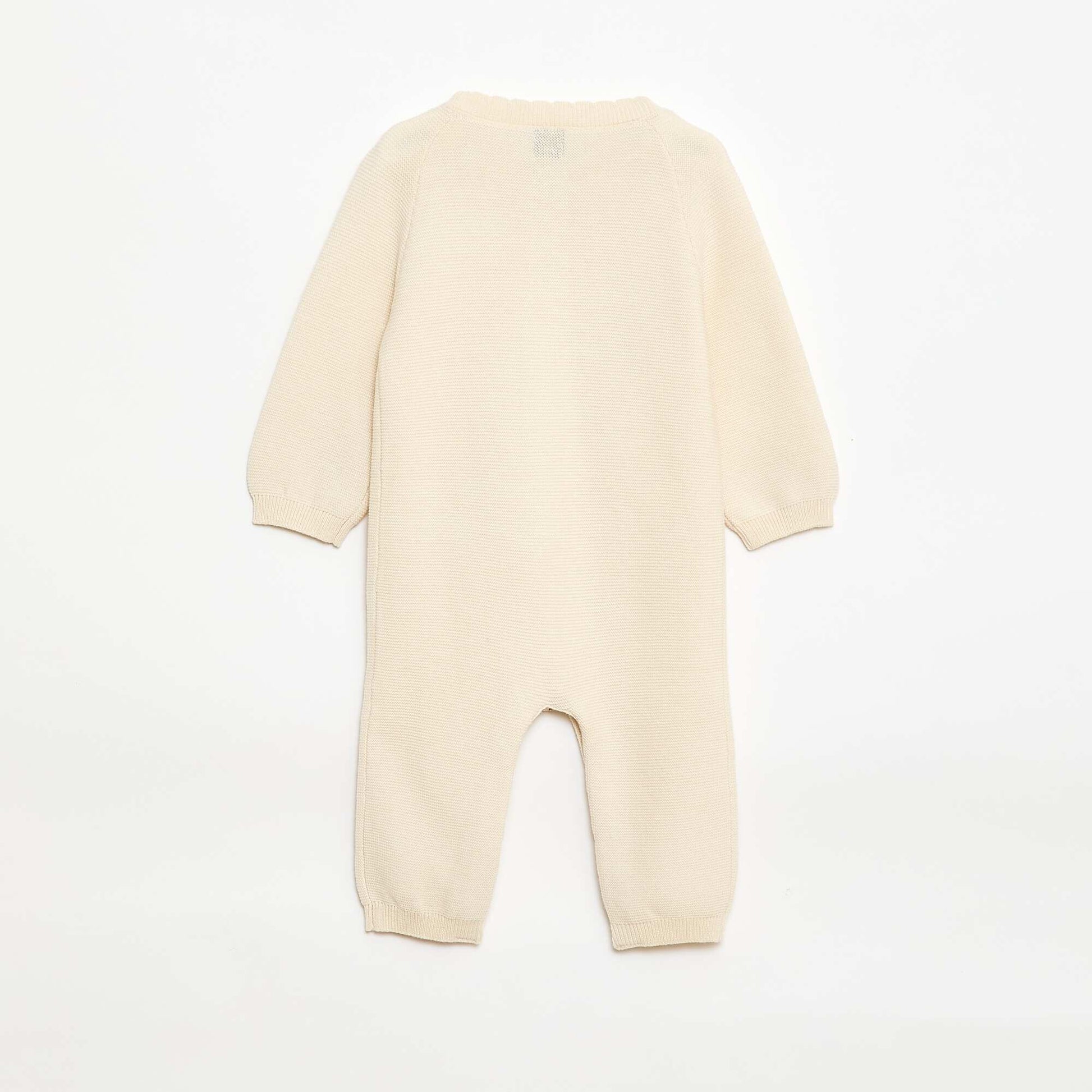 Combinaison longue en tricot point mousse BLANC