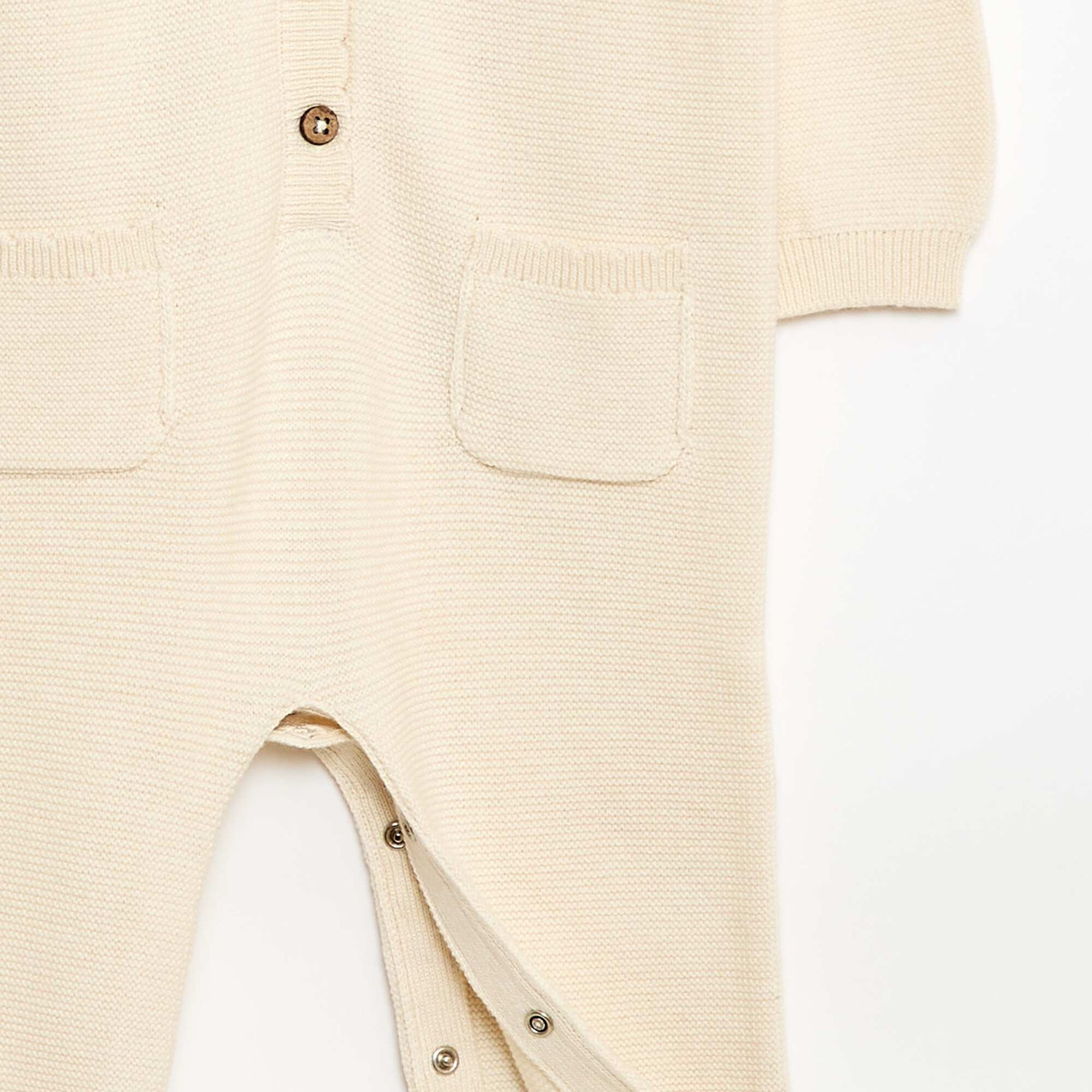Combinaison longue en tricot point mousse BLANC