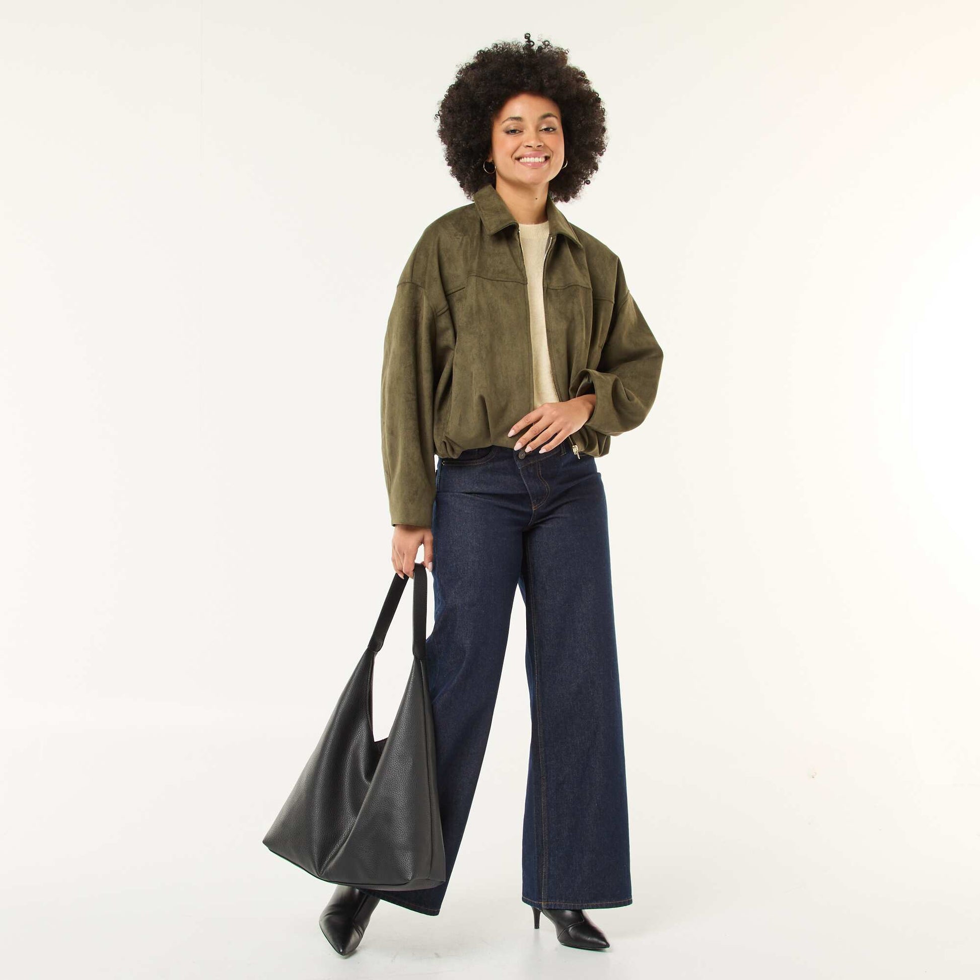 Veste en suédine unie VERT