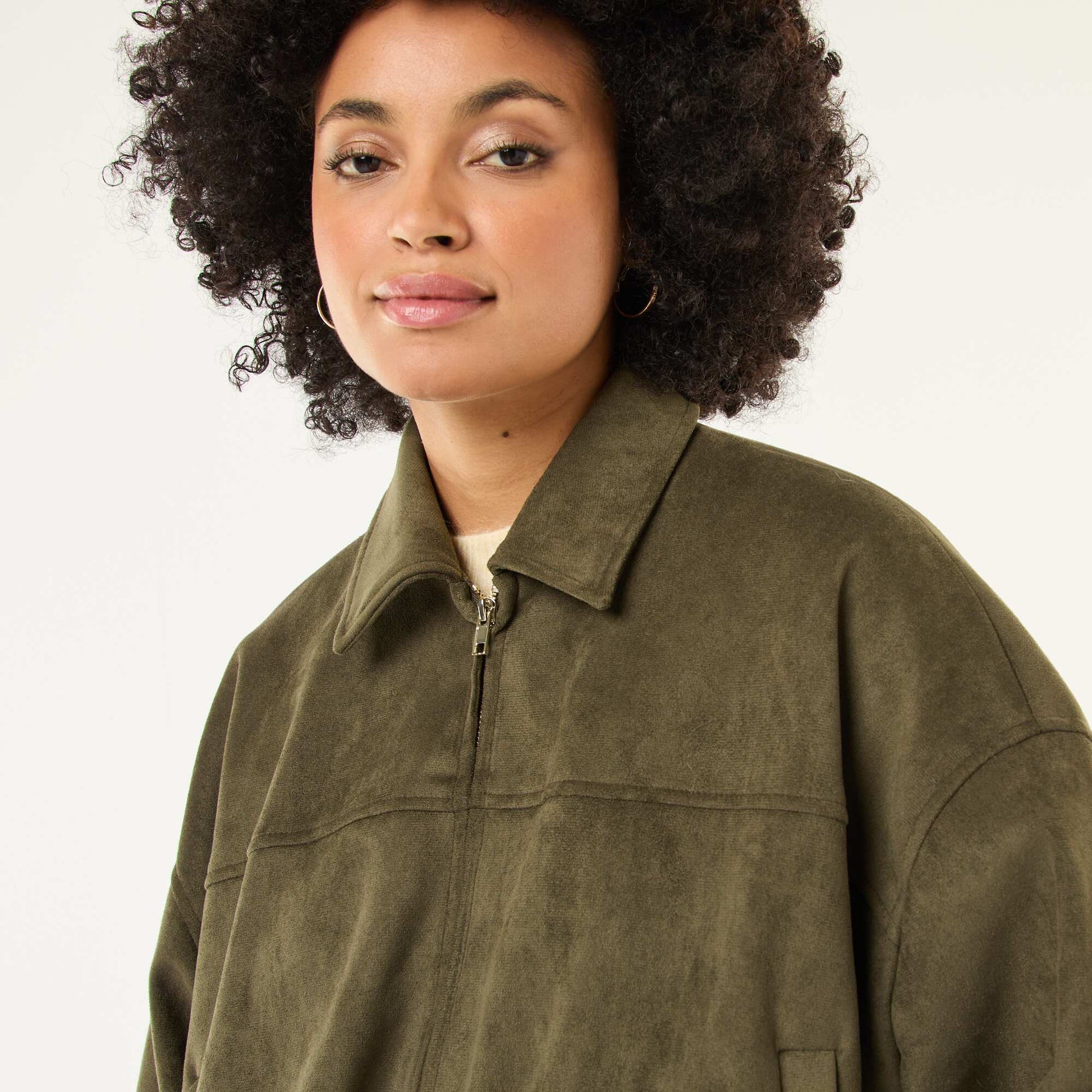 Veste en suédine unie VERT