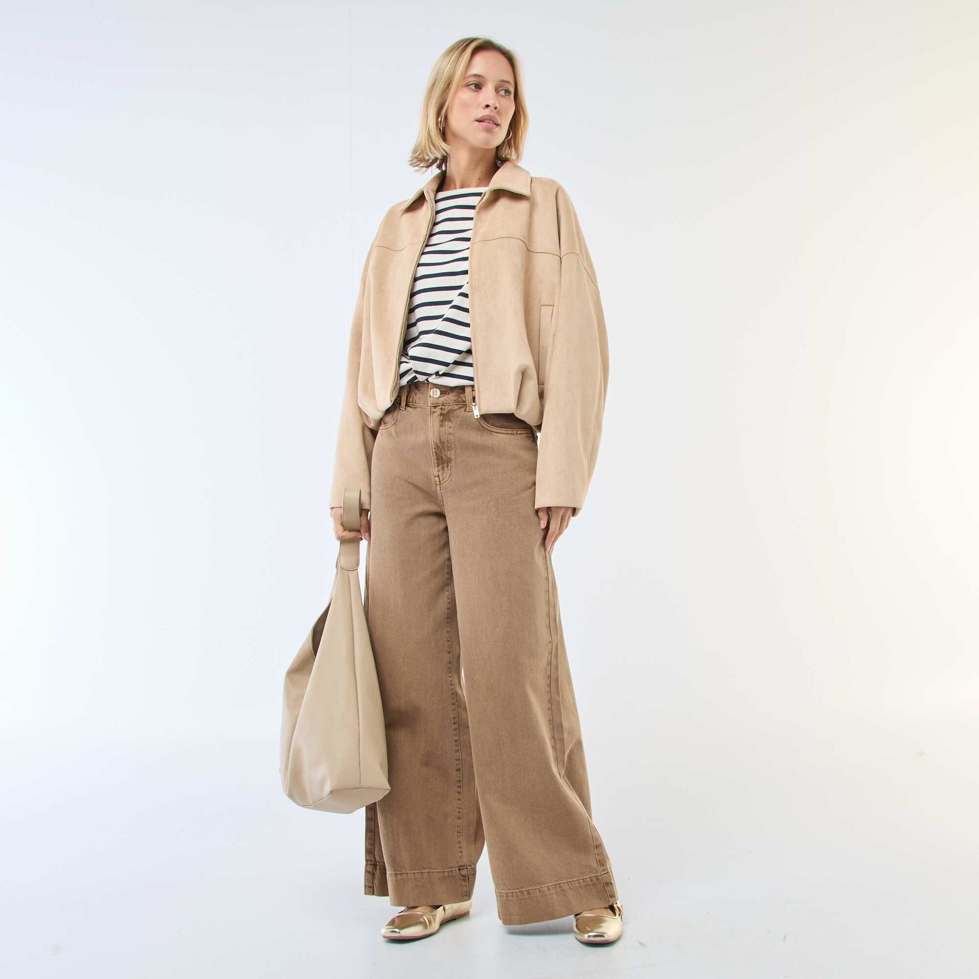 Veste en suédine unie BEIGE