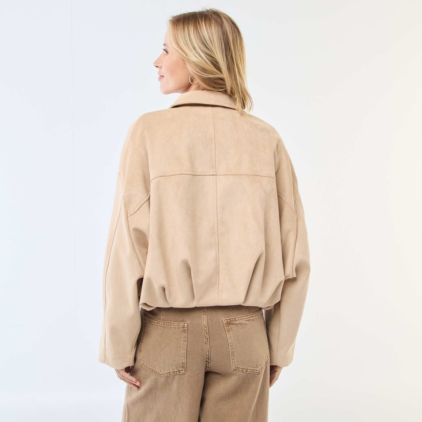 Veste en suédine unie BEIGE