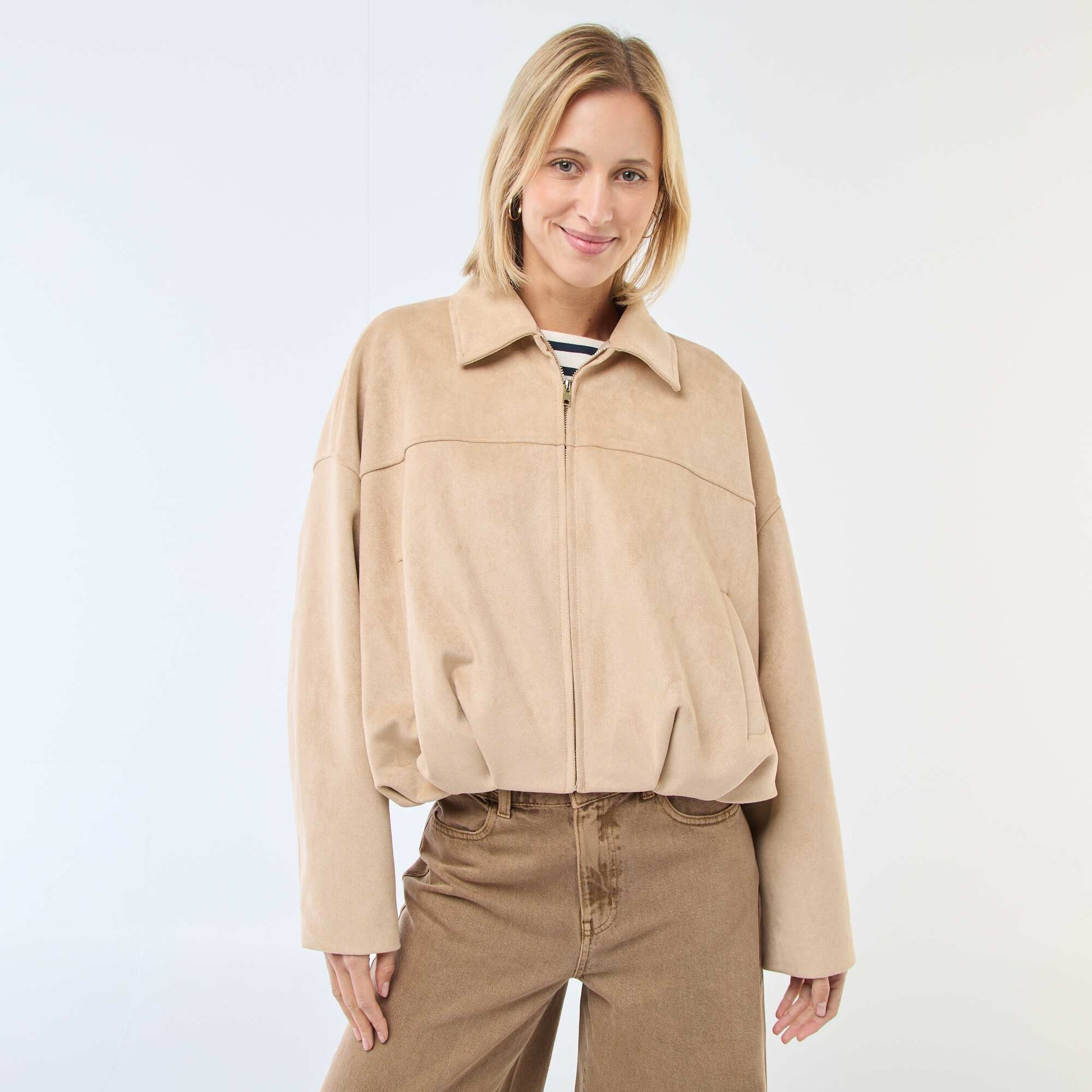 Veste en suédine unie BEIGE