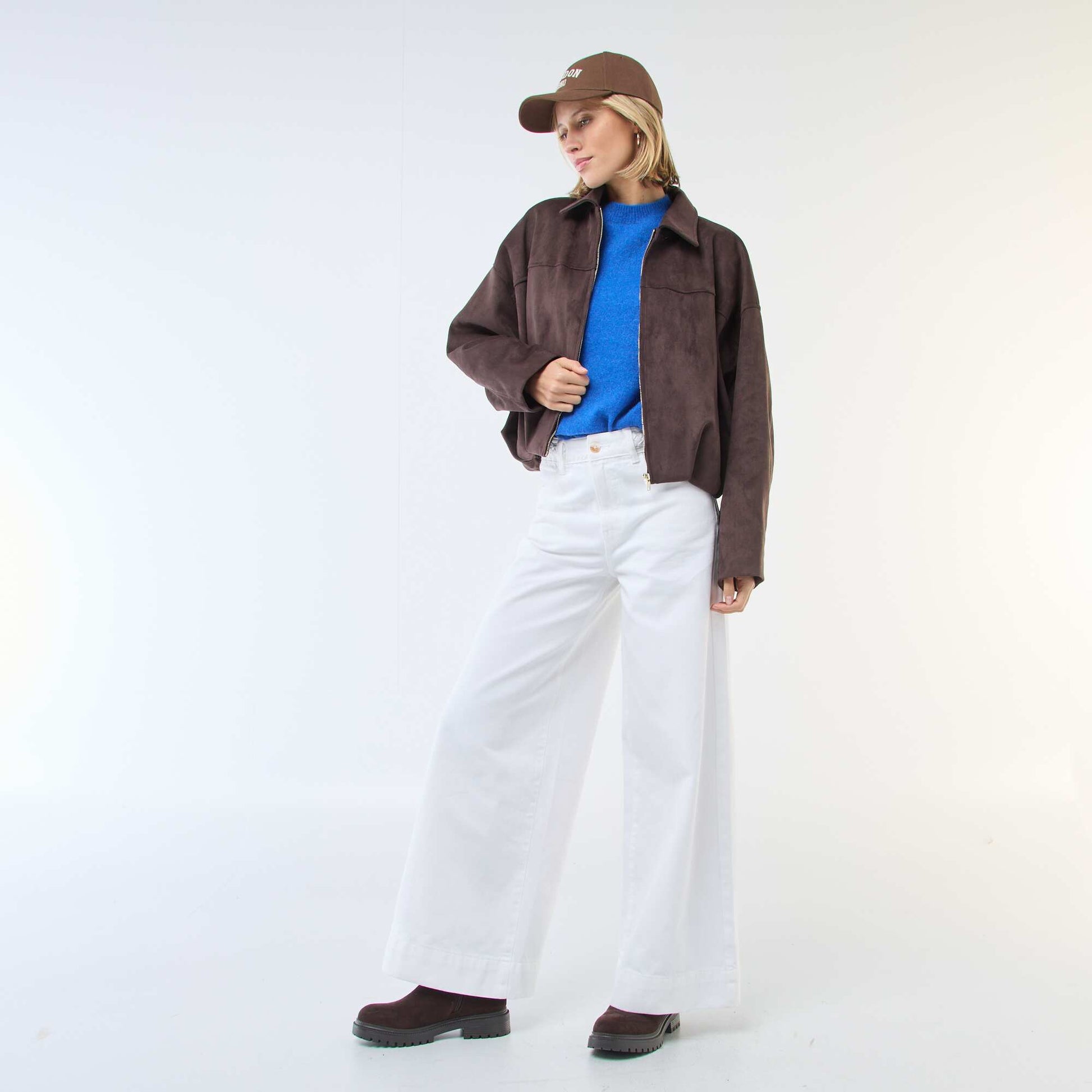 Veste en suédine unie MARRON