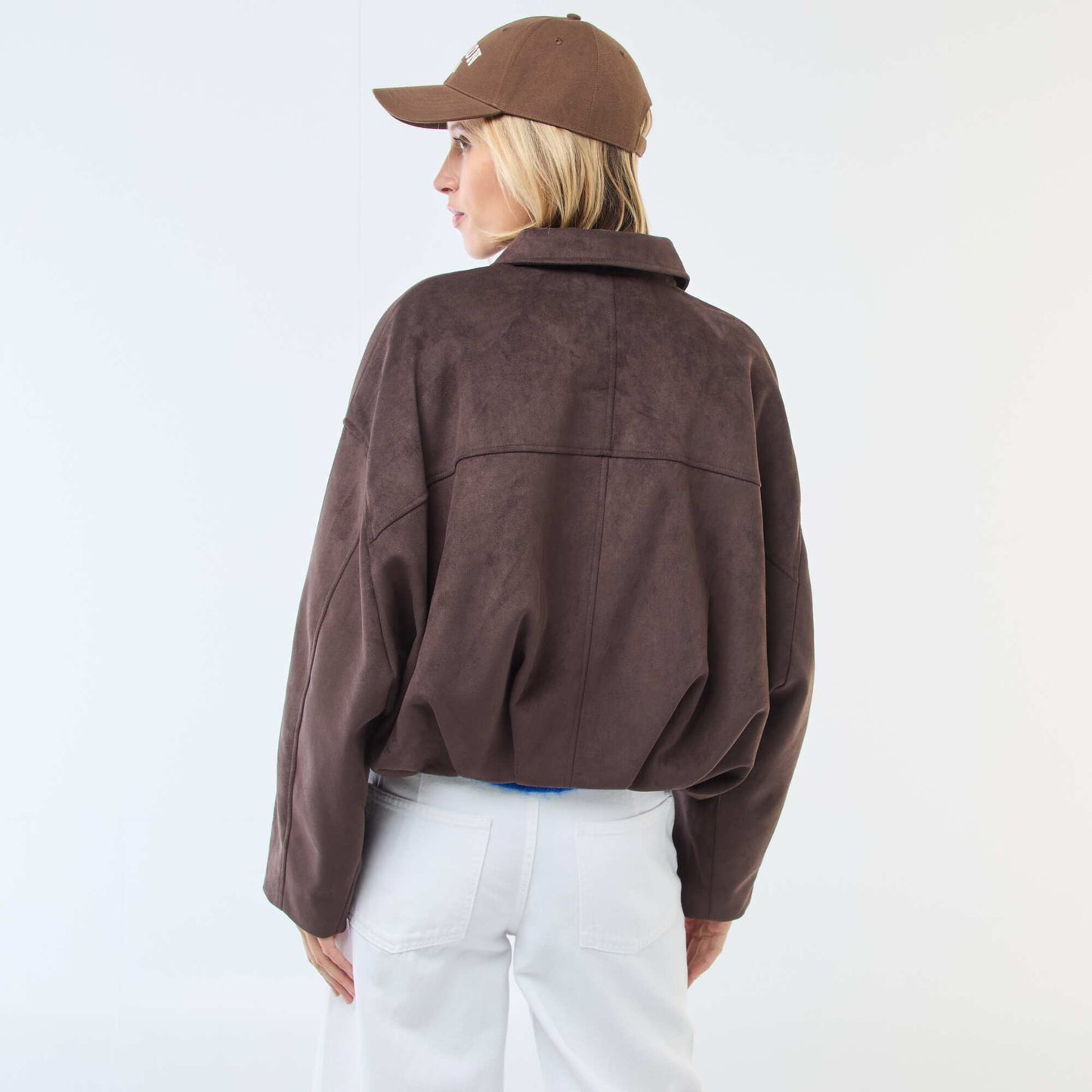 Veste en suédine unie MARRON