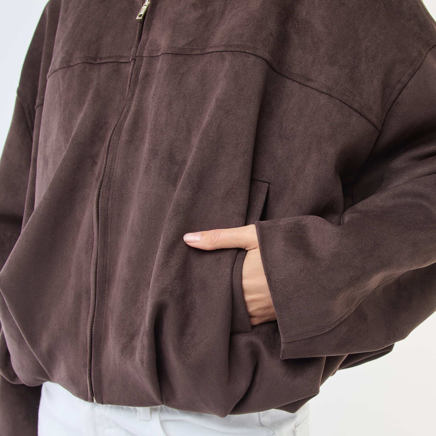 Veste en suédine unie MARRON