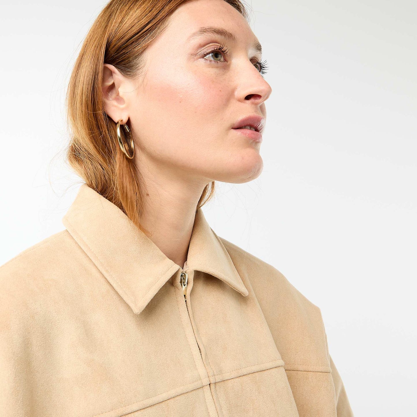 Veste en suédine unie BEIGE