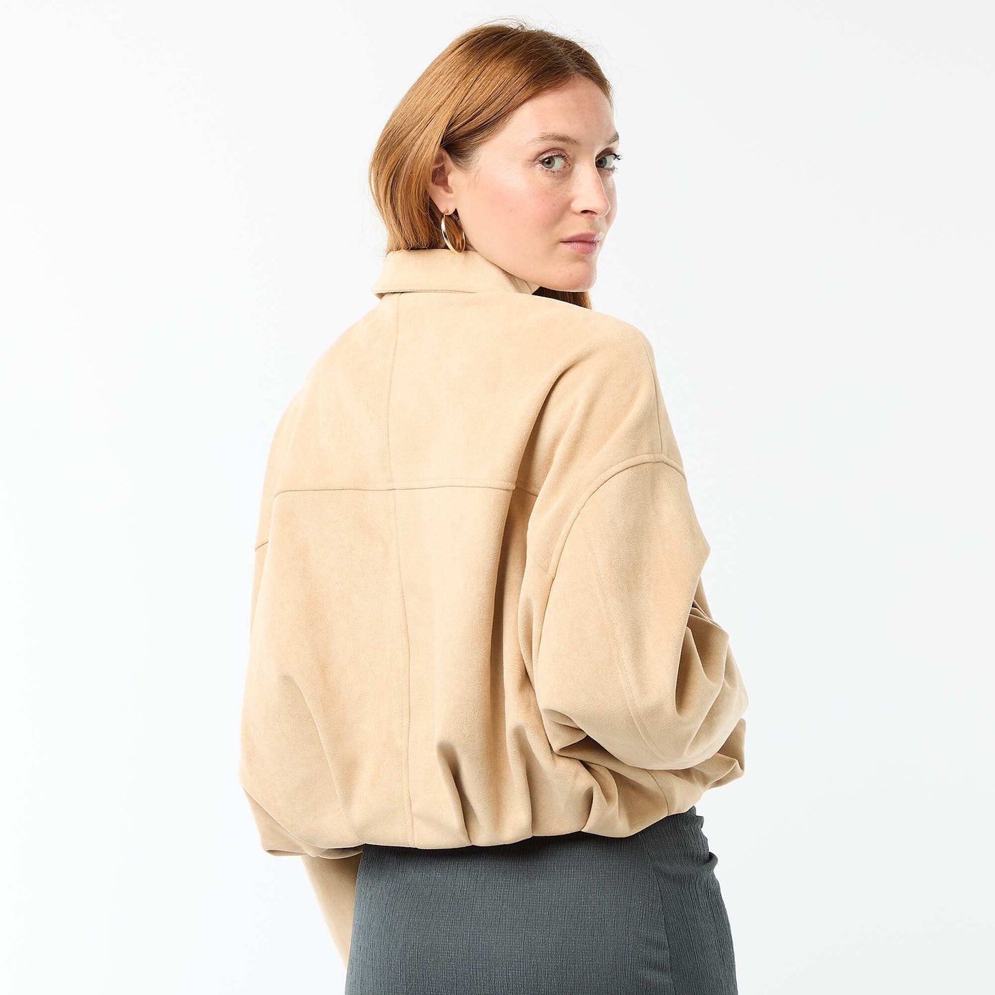 Veste en suédine unie BEIGE