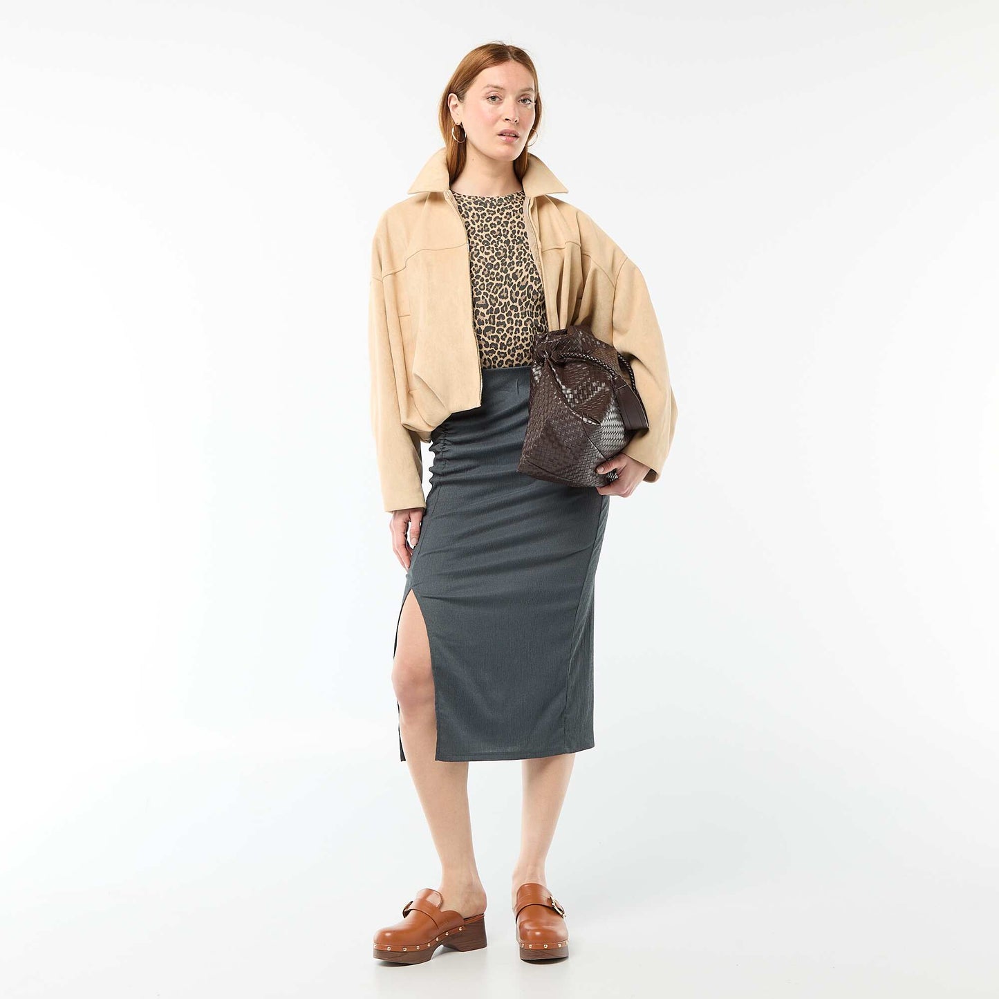 Veste en suédine unie BEIGE