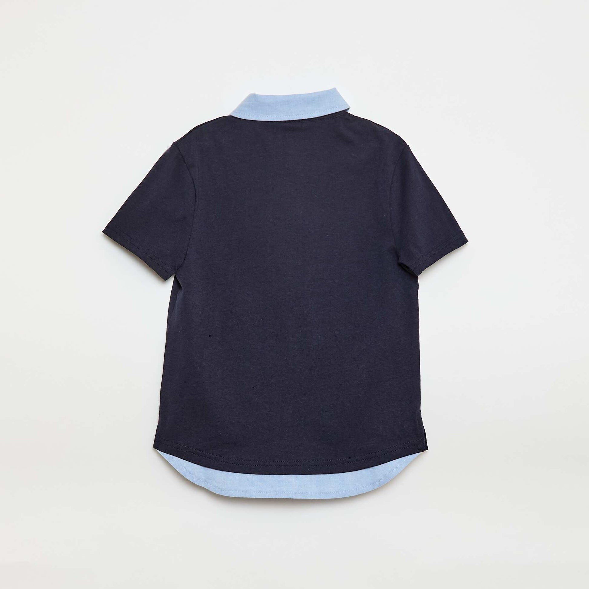 Polo effet 2-en-1 à manches courtes BLEU