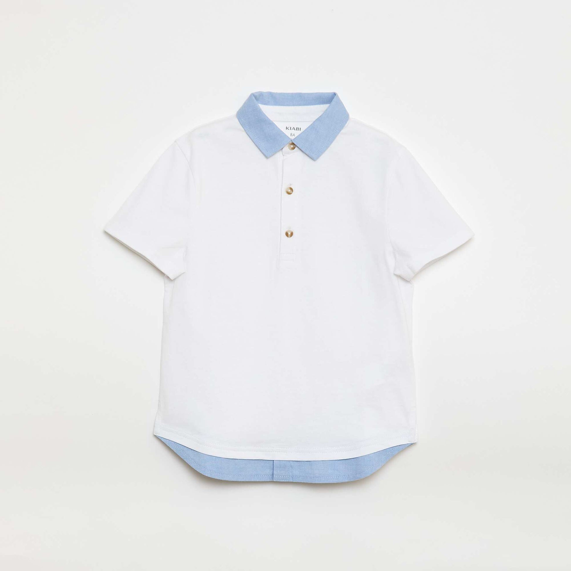Polo effet 2-en-1 à manches courtes BLANC