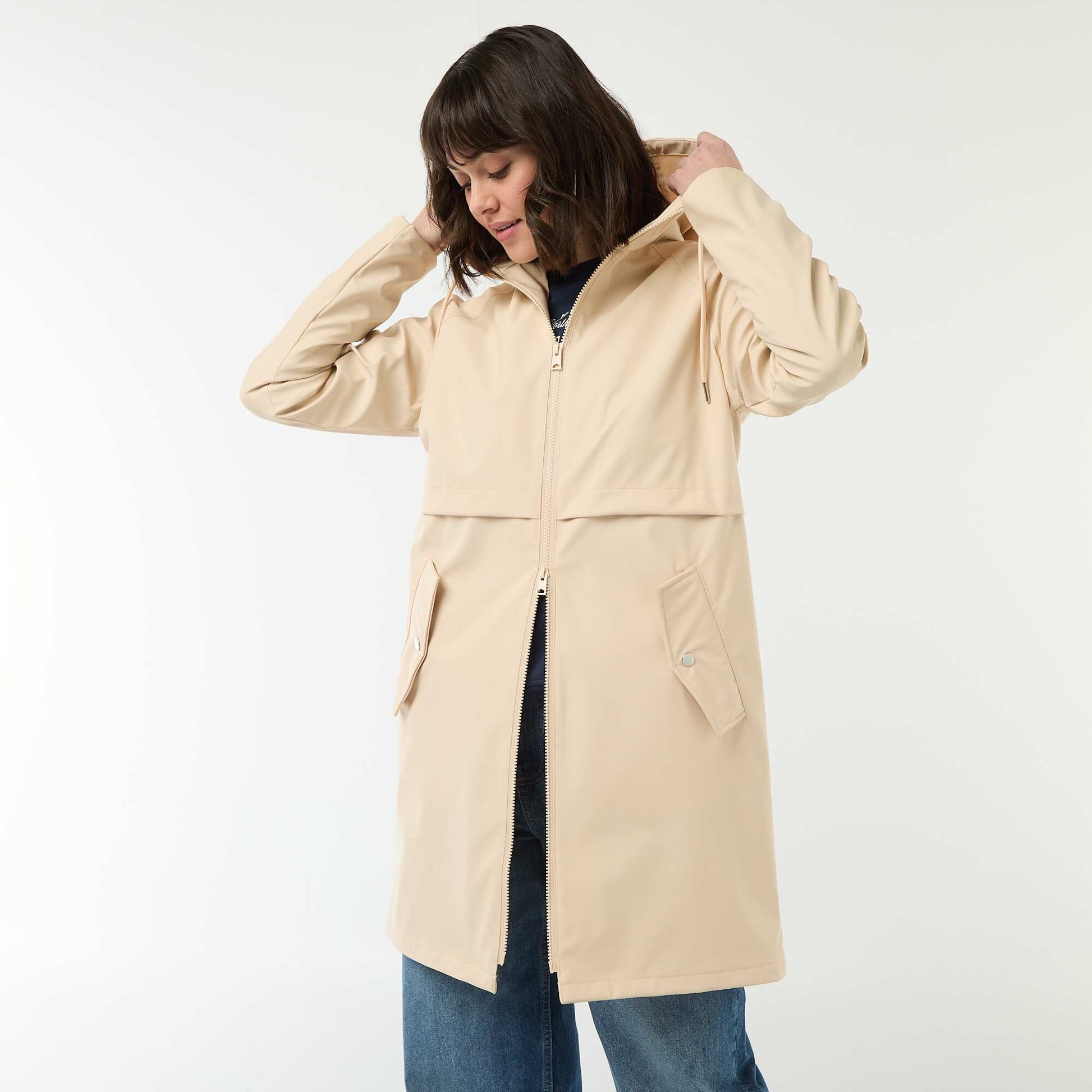 Parka gummy à capuche BEIGE