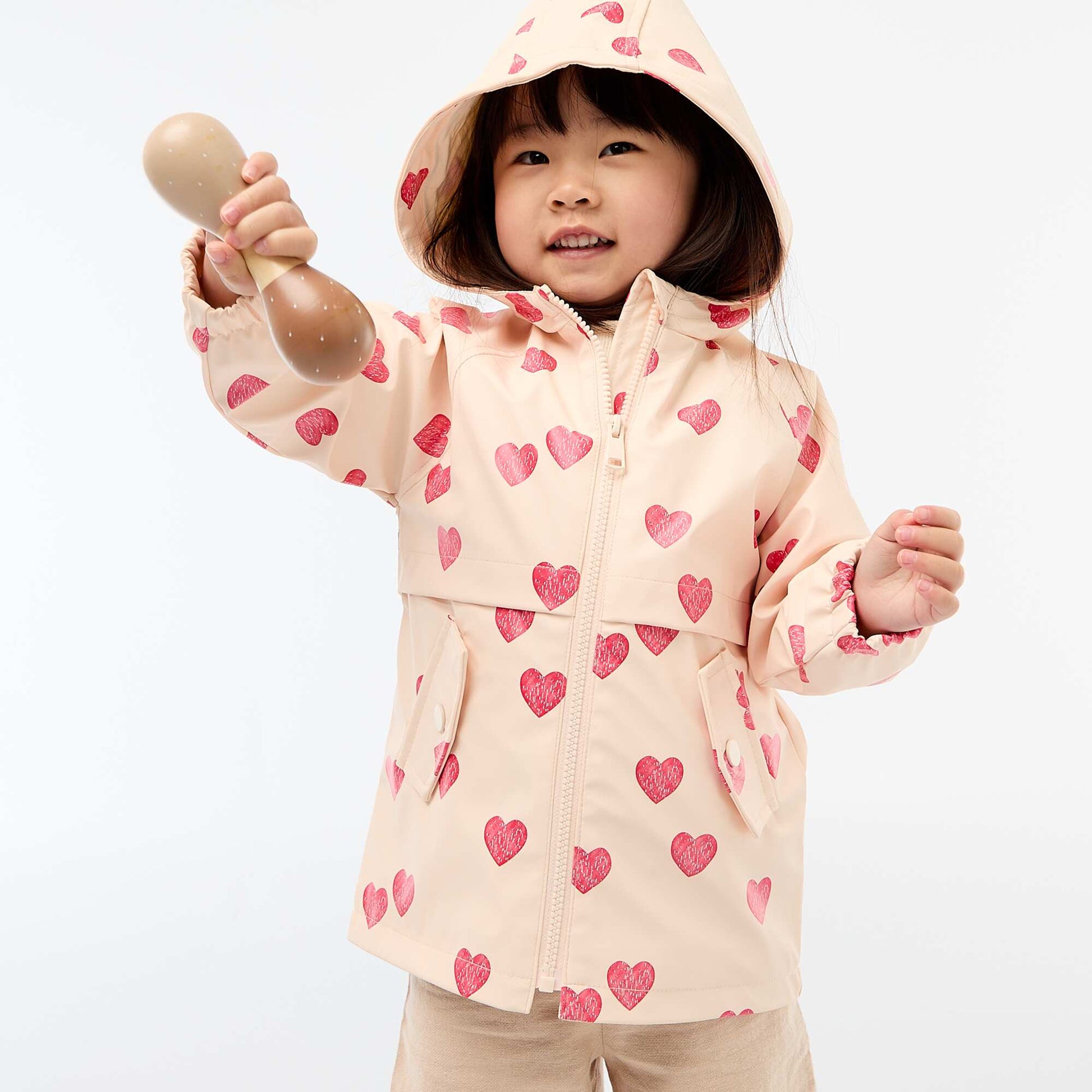Parka en caoutchouc à capuche ROSE