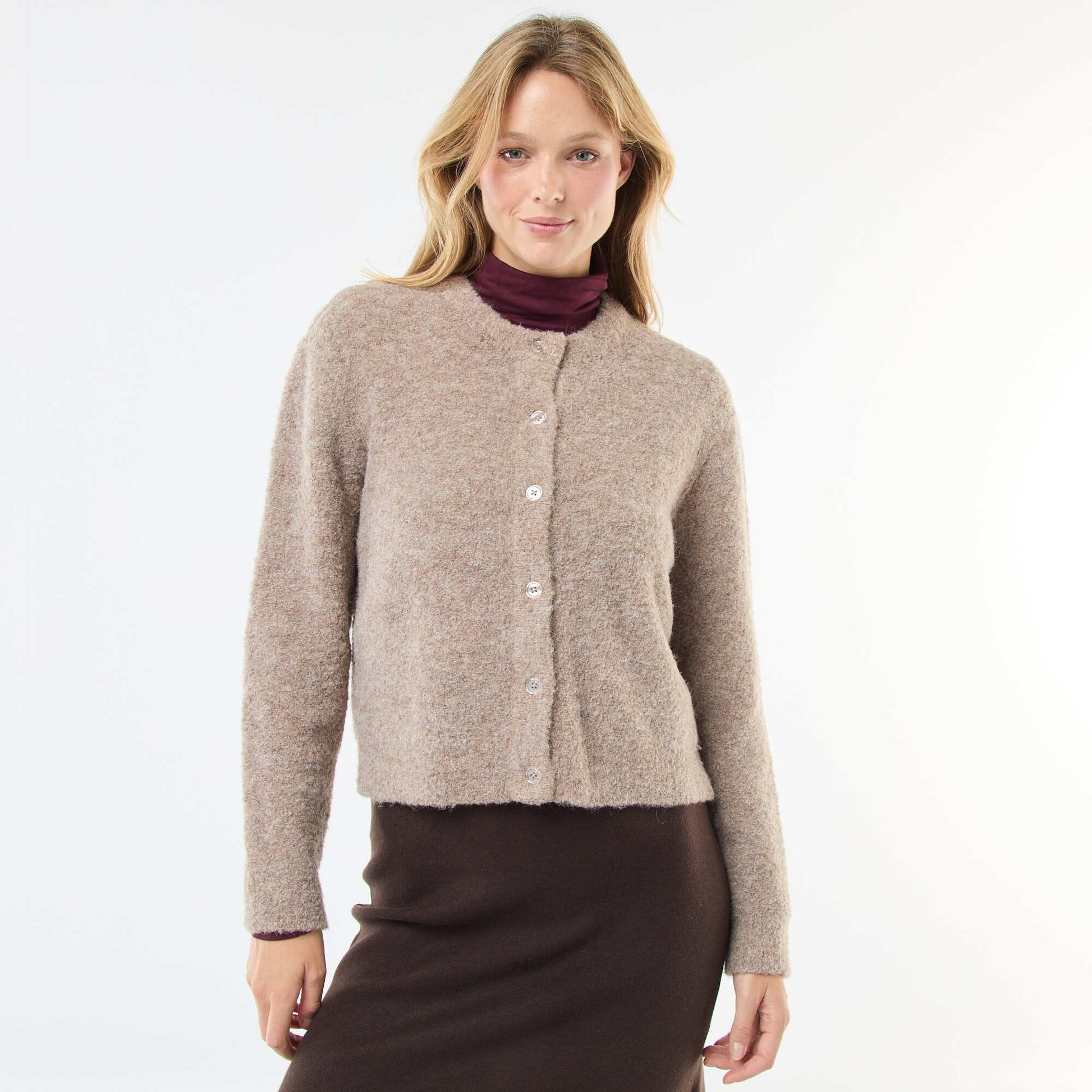 Gilet en maille bouclette BEIGE