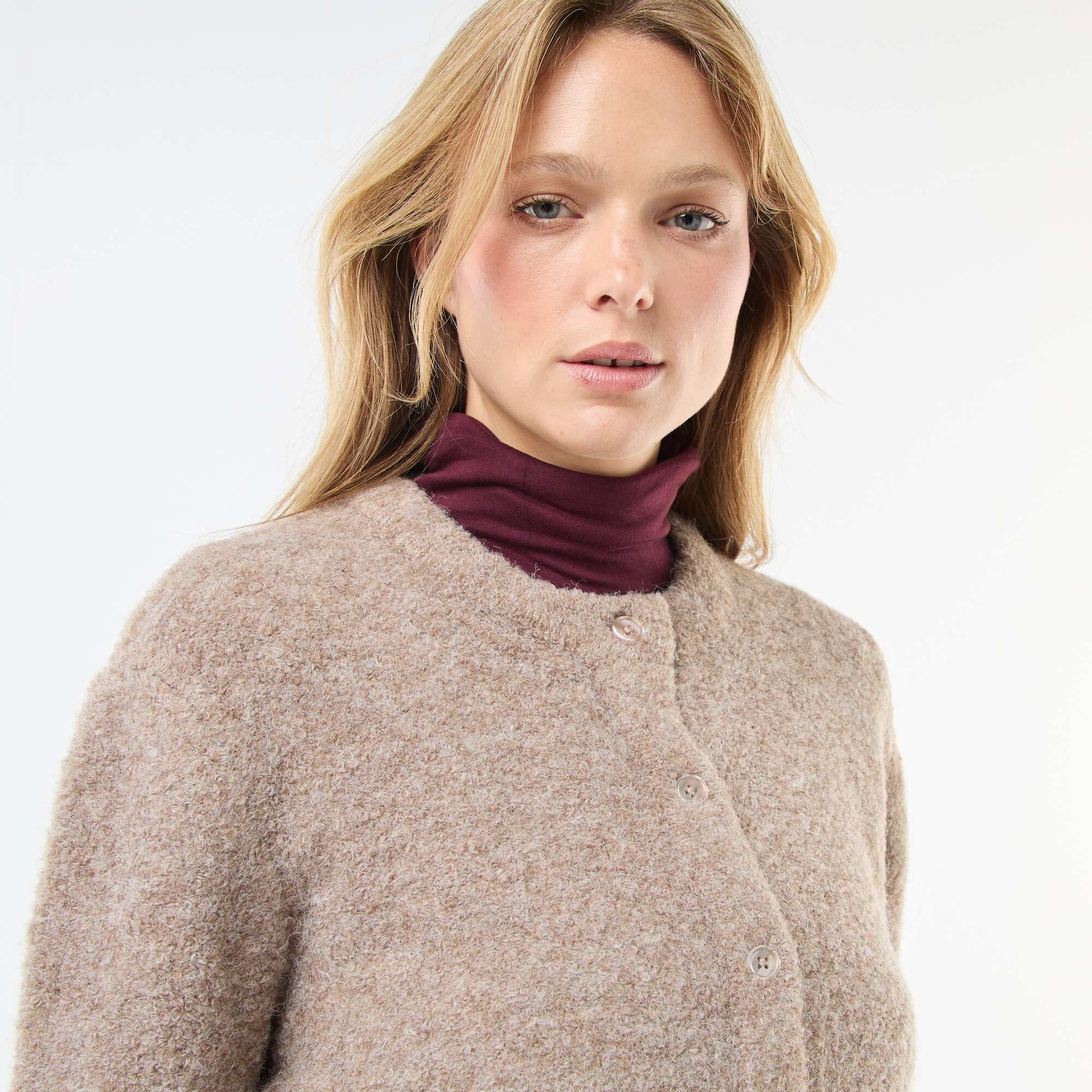 Gilet en maille bouclette BEIGE