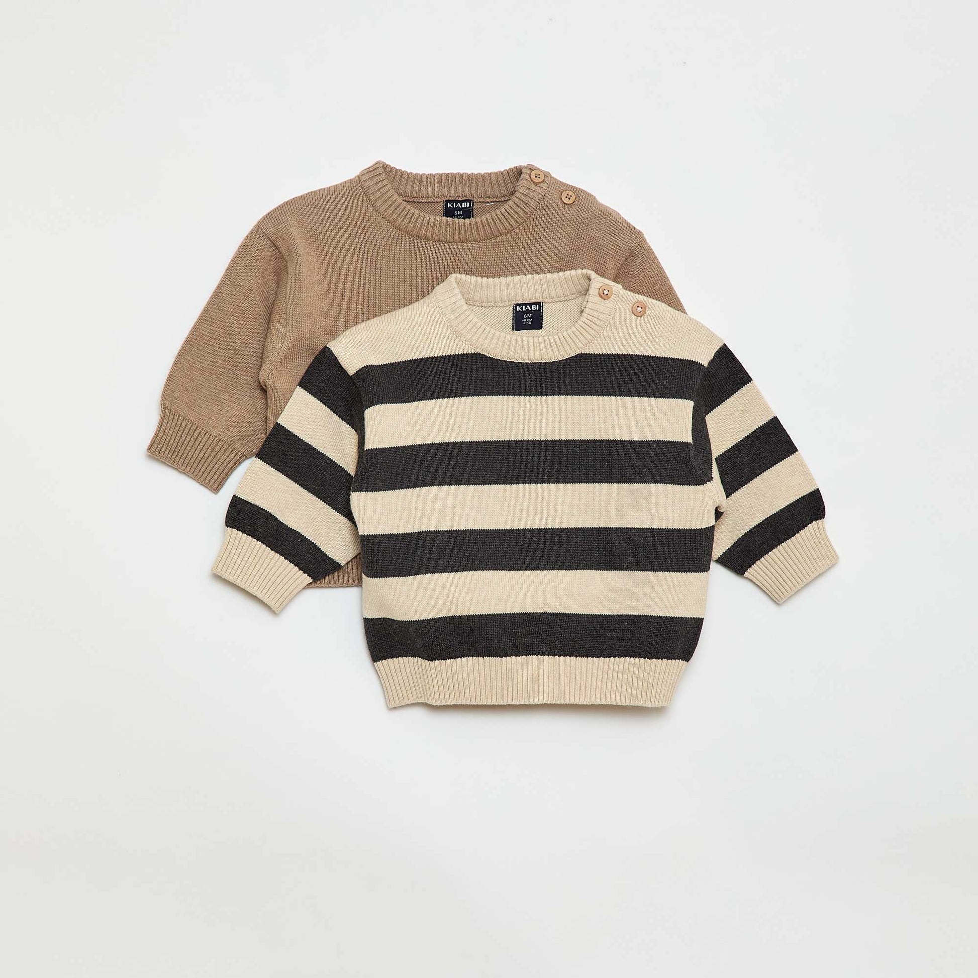 Lot de 2 pull en maille compacte BEIGE