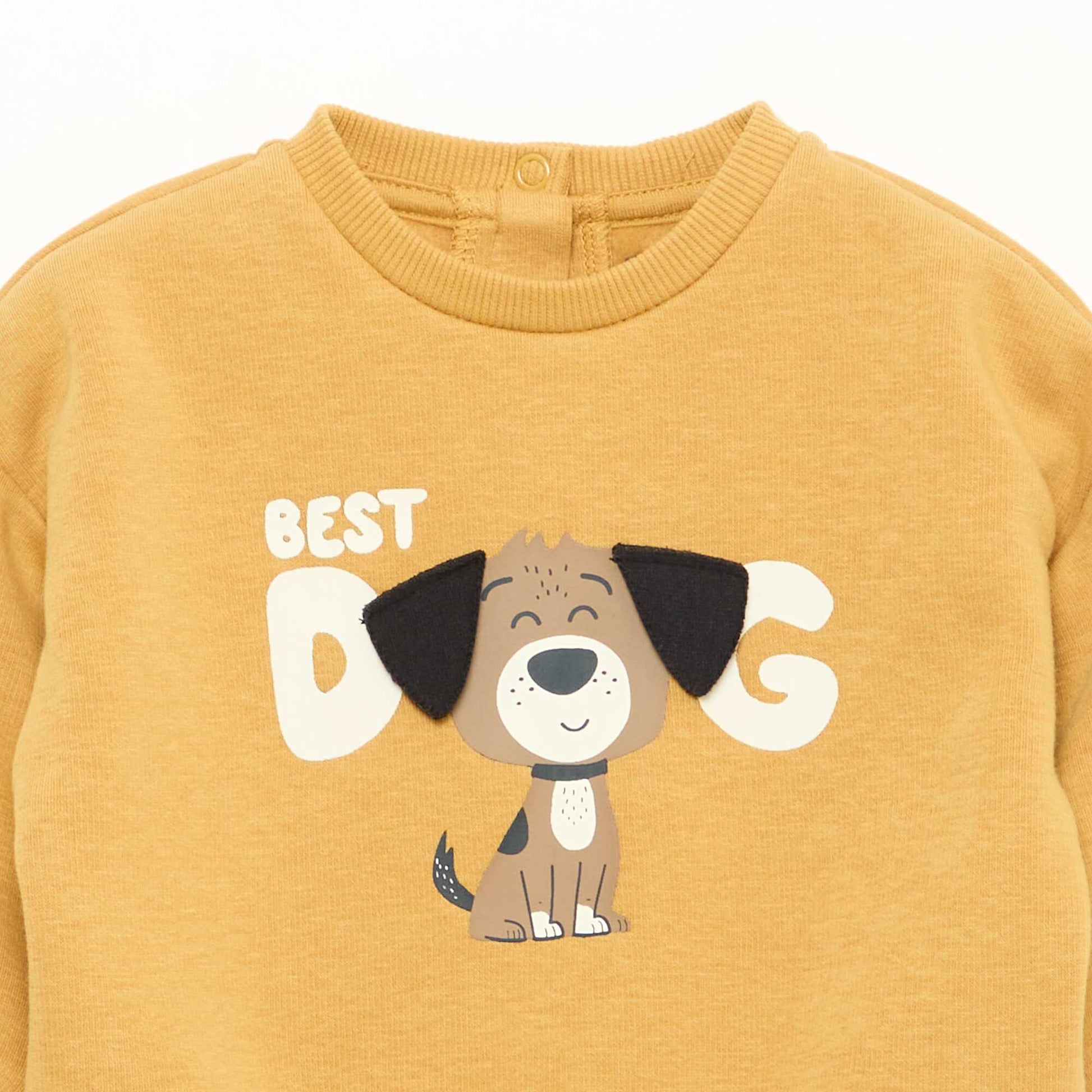 Sweat chiné intérieur velours doux JAUNE
