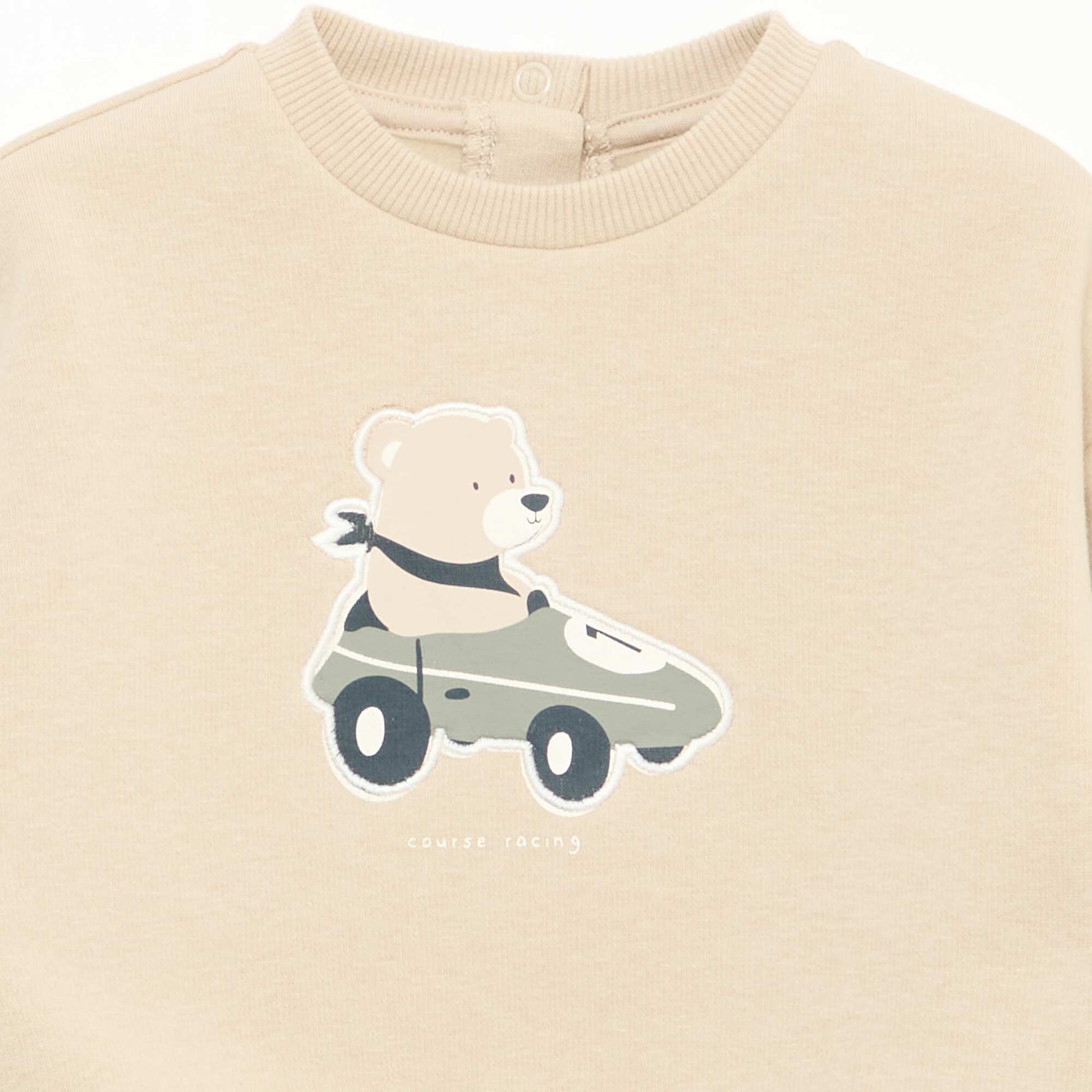 Sweat chiné intérieur velours doux GRIS