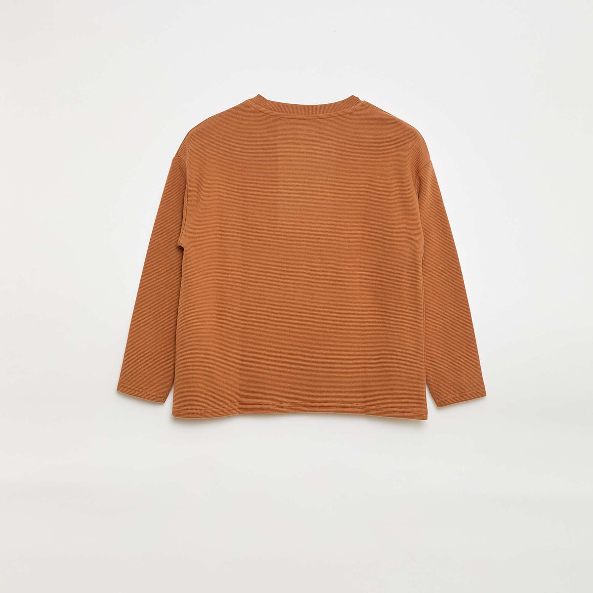 T-shirt avec poche kangourou en maille Ottoman MARRON