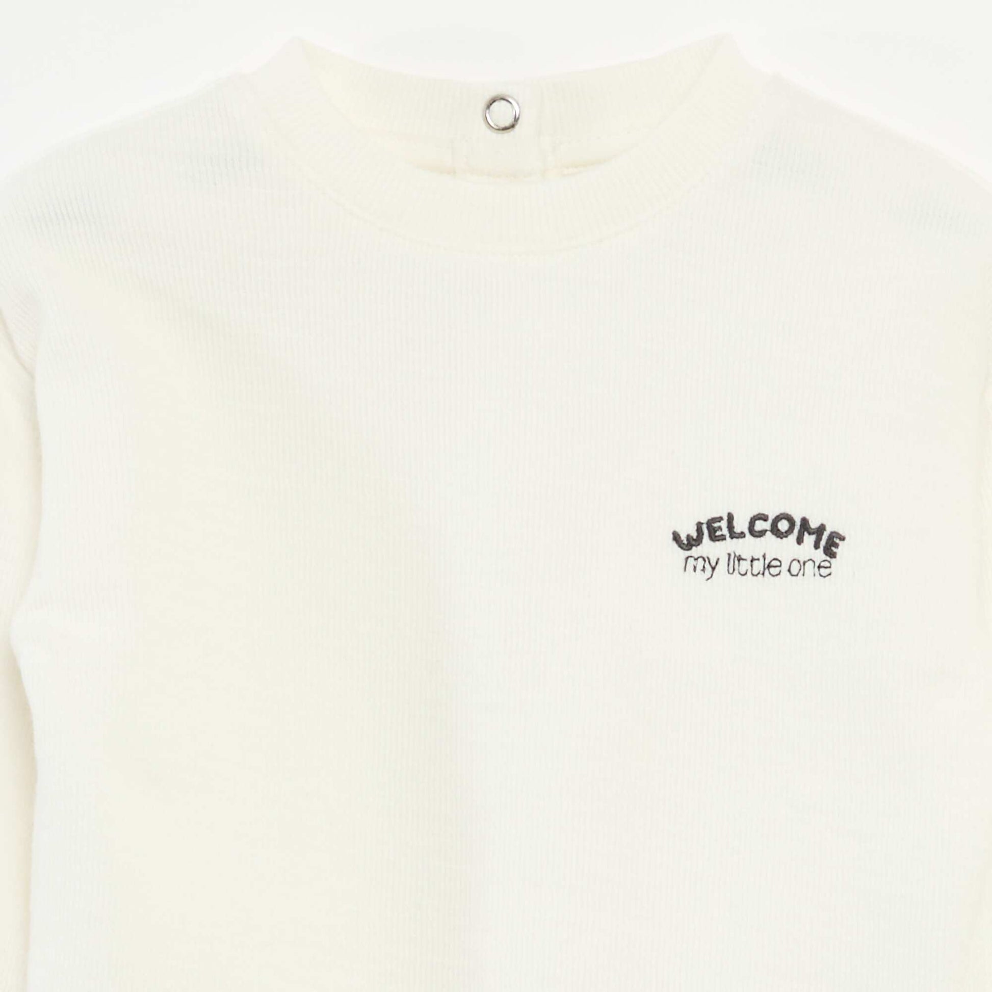 Tee-shirt épais avec animal brodé BLANC